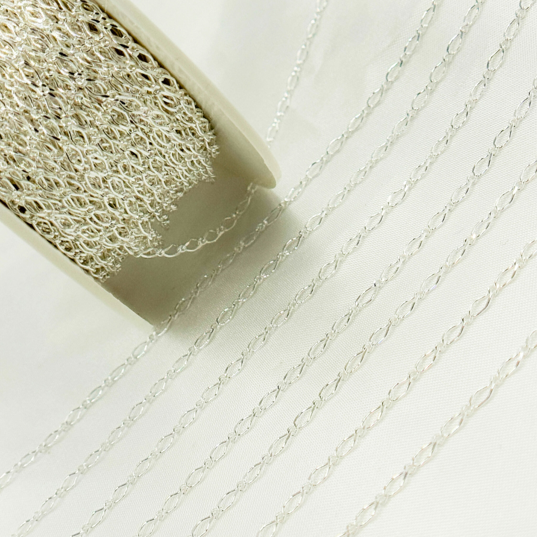 925 Sterling Silver Long and Short Link Chain. V237SS: 1 Ft / 3.1mm-4mm / Long & short