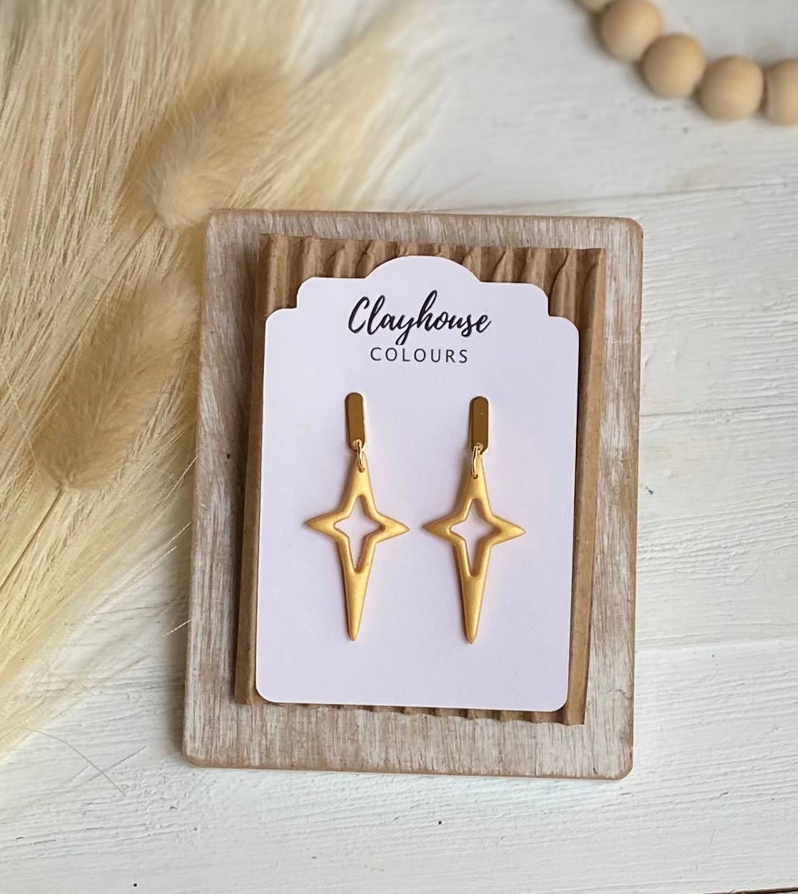 North Star Clay Earrings: White
