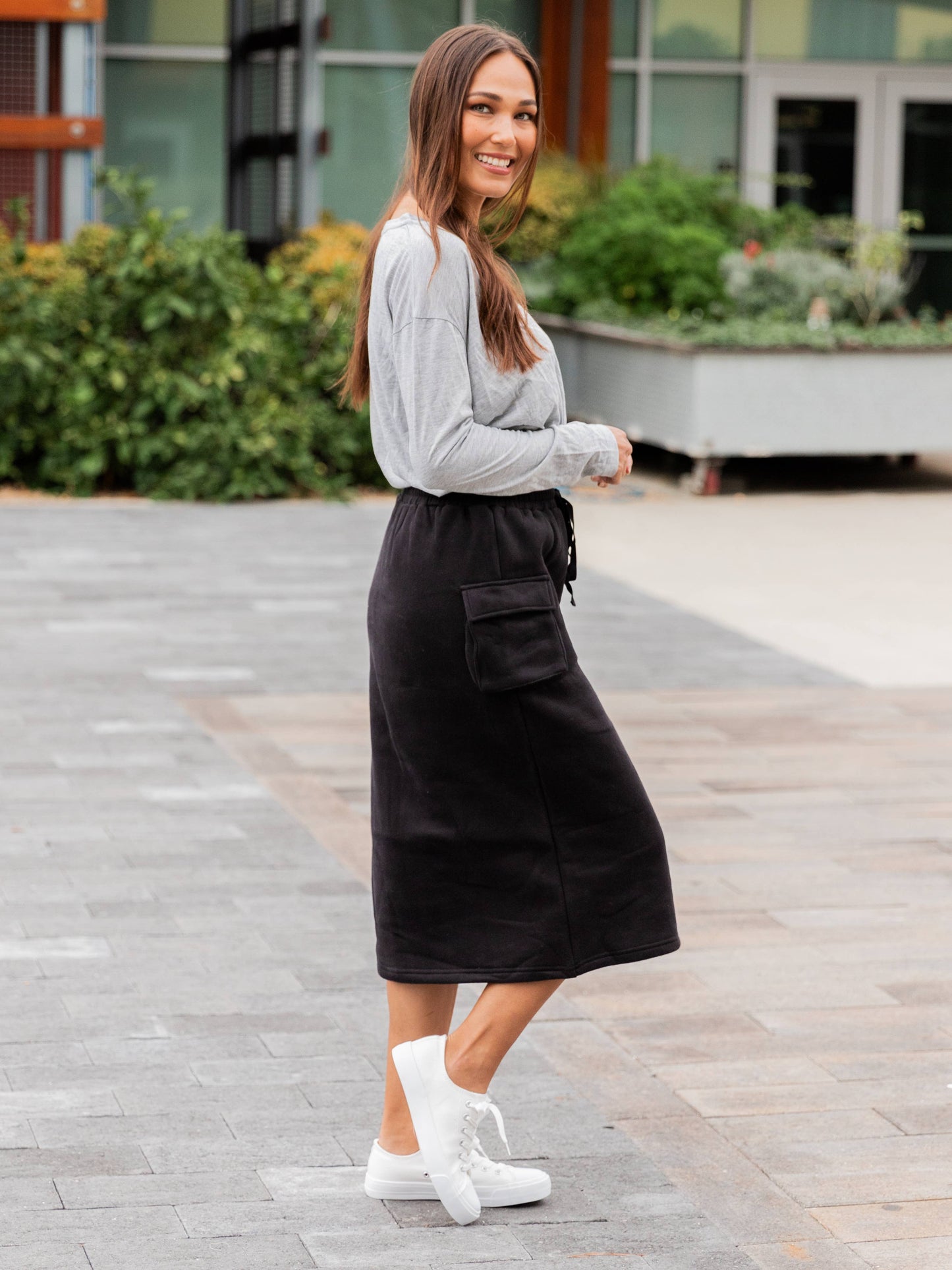 Cargo Sweatshirt Skirt: Gray / XL
