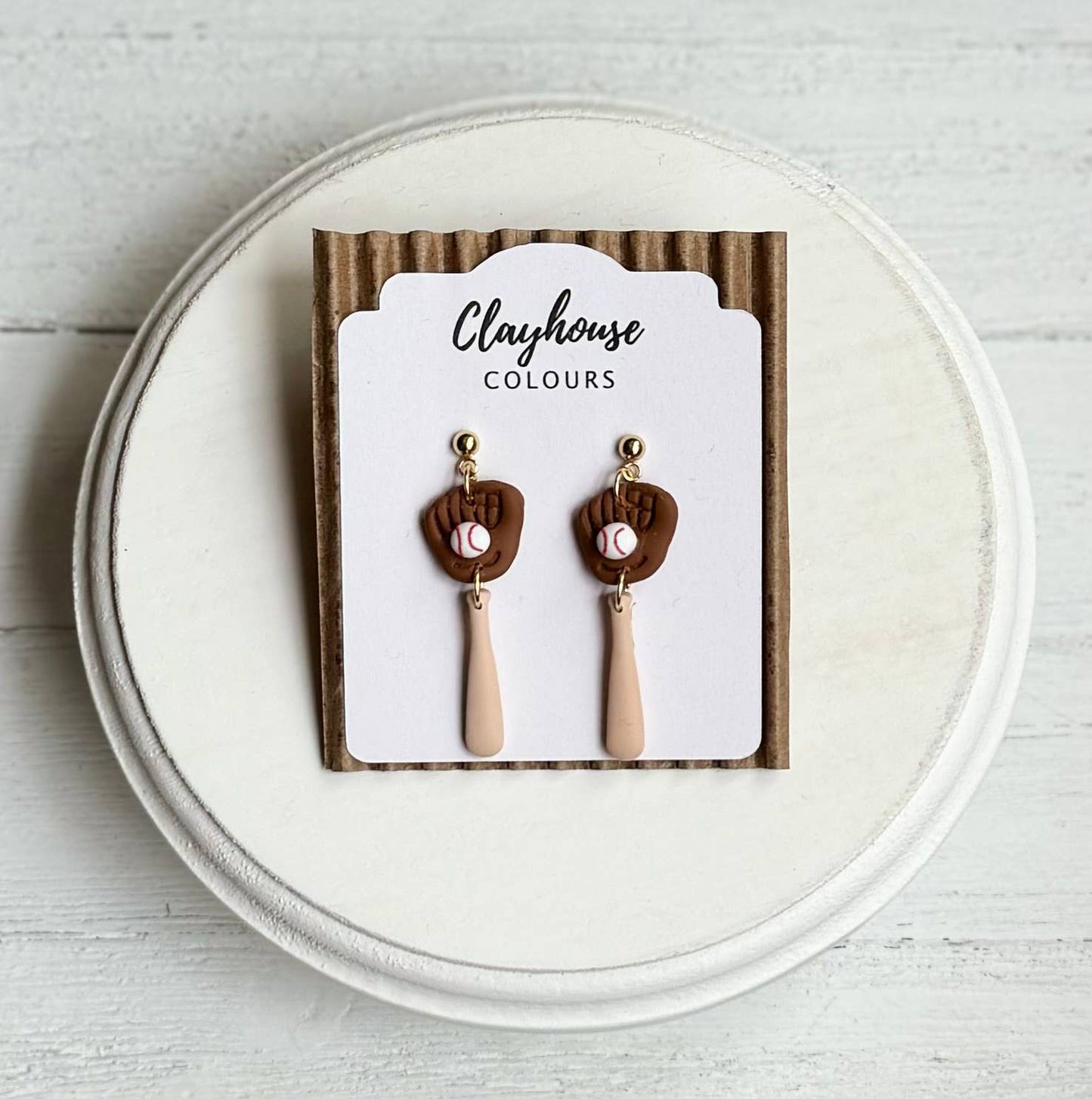 Baseball Earrings: Mitt & Bat