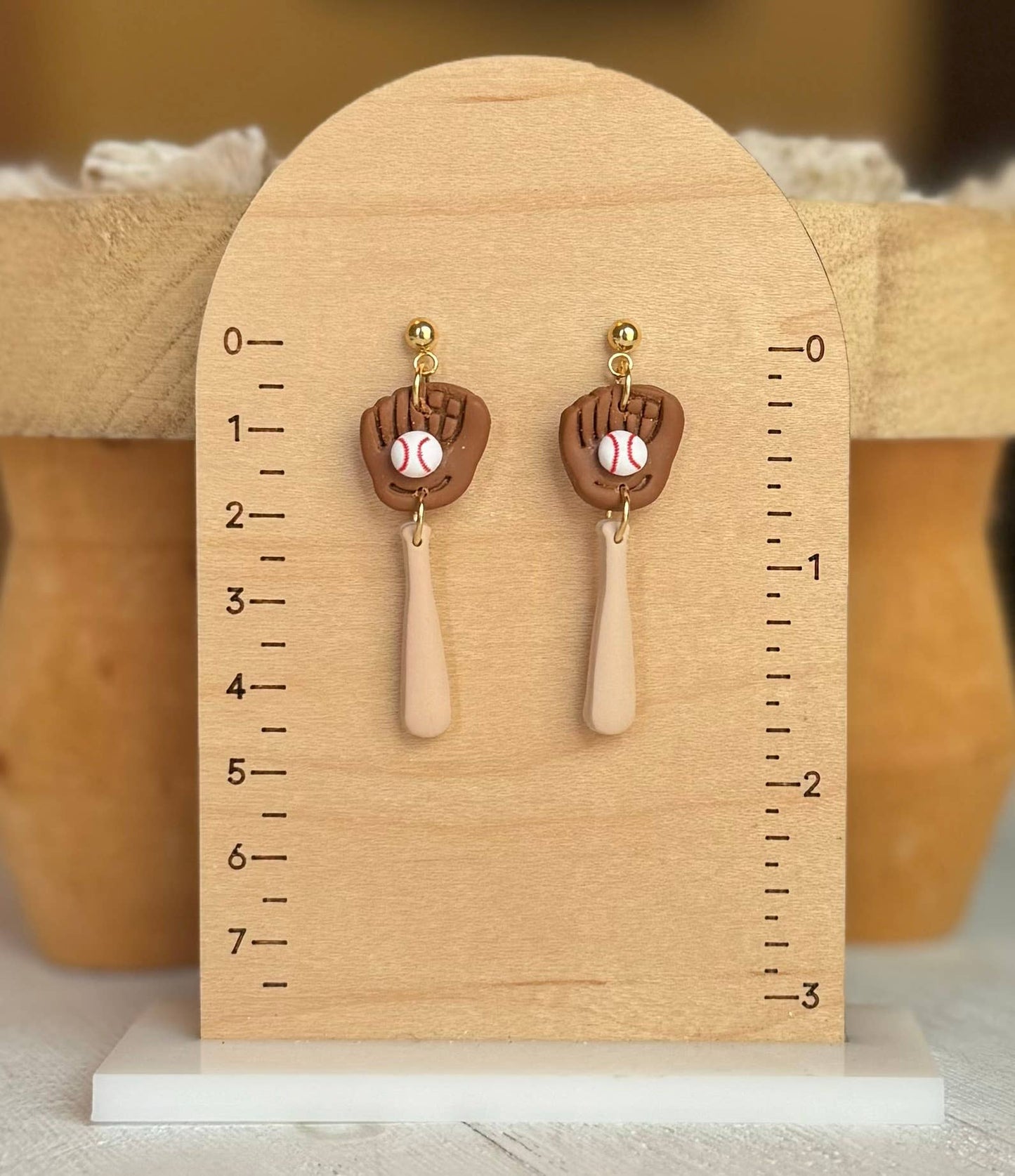 Baseball Earrings: Mitt & Bat