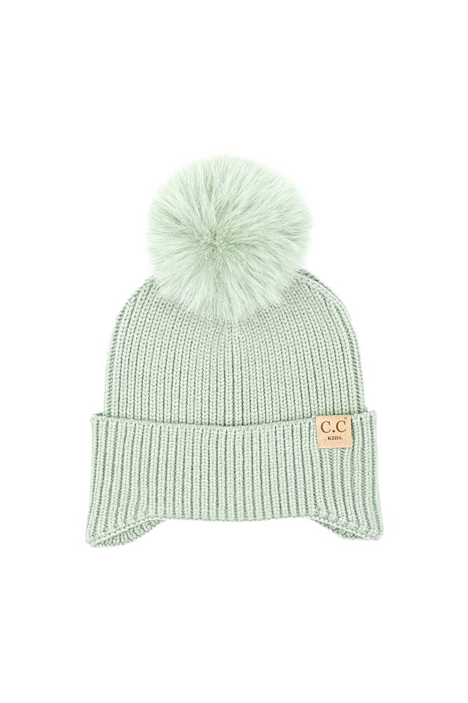 C.C Kids Ear Flap Pom Beanie: Pink