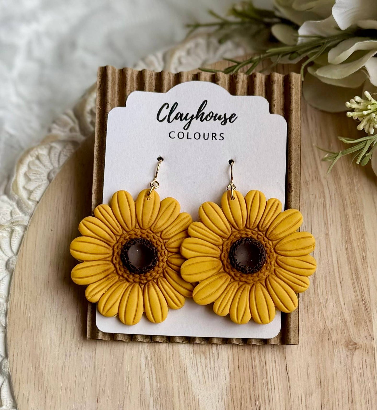 Flower Earrings: Off-White / Stainless Steel