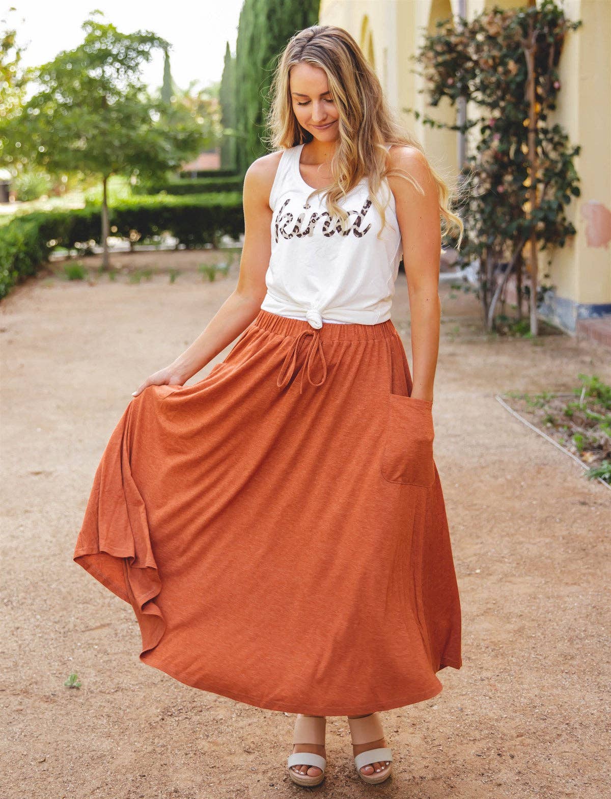 The Olive Pocket Skirt: Orange / Medium