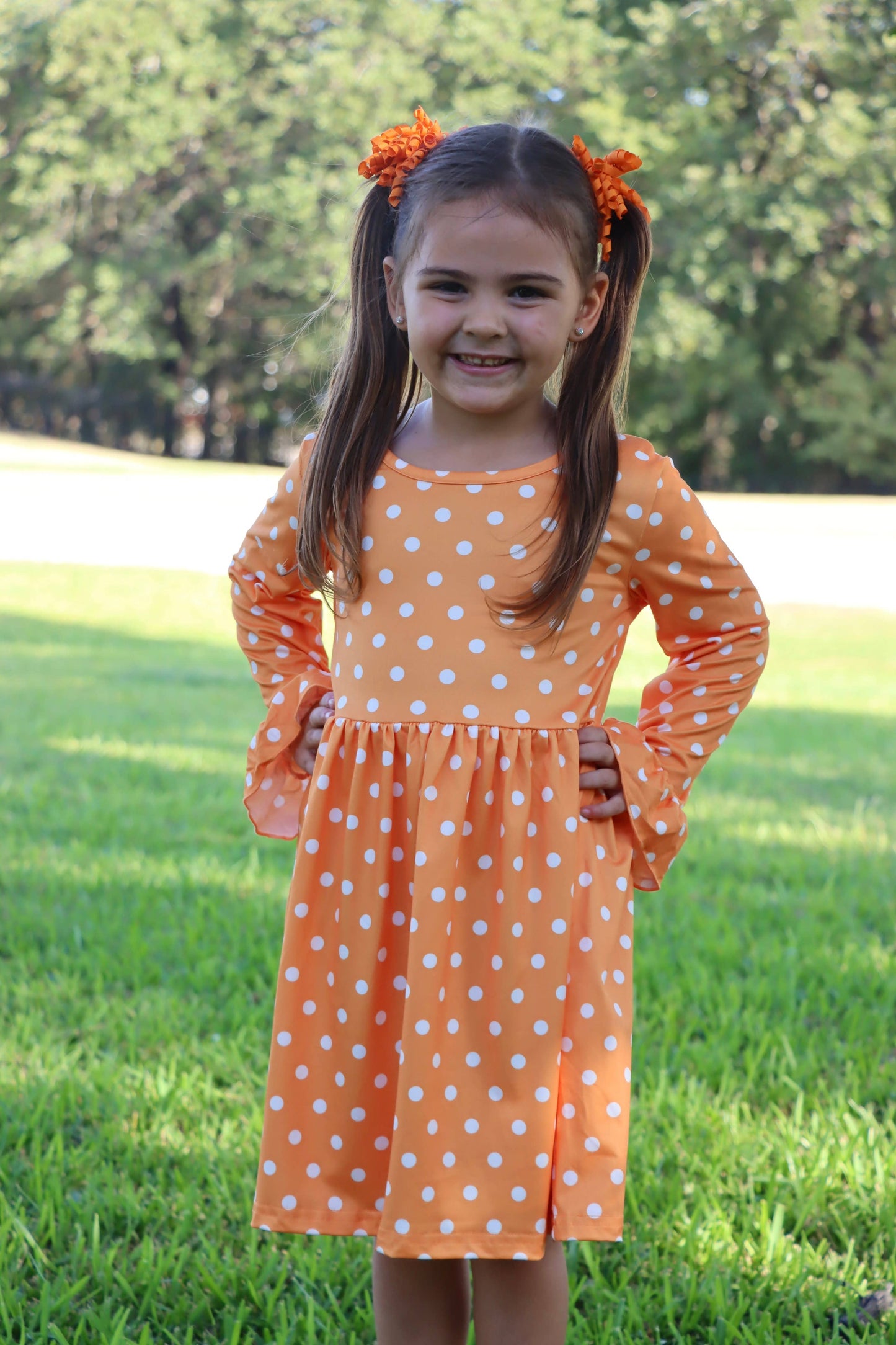Thanksgiving Day Fall Girls Set Of 2 Pcs In One Package Pumpkin Print Dress: 4-5Y