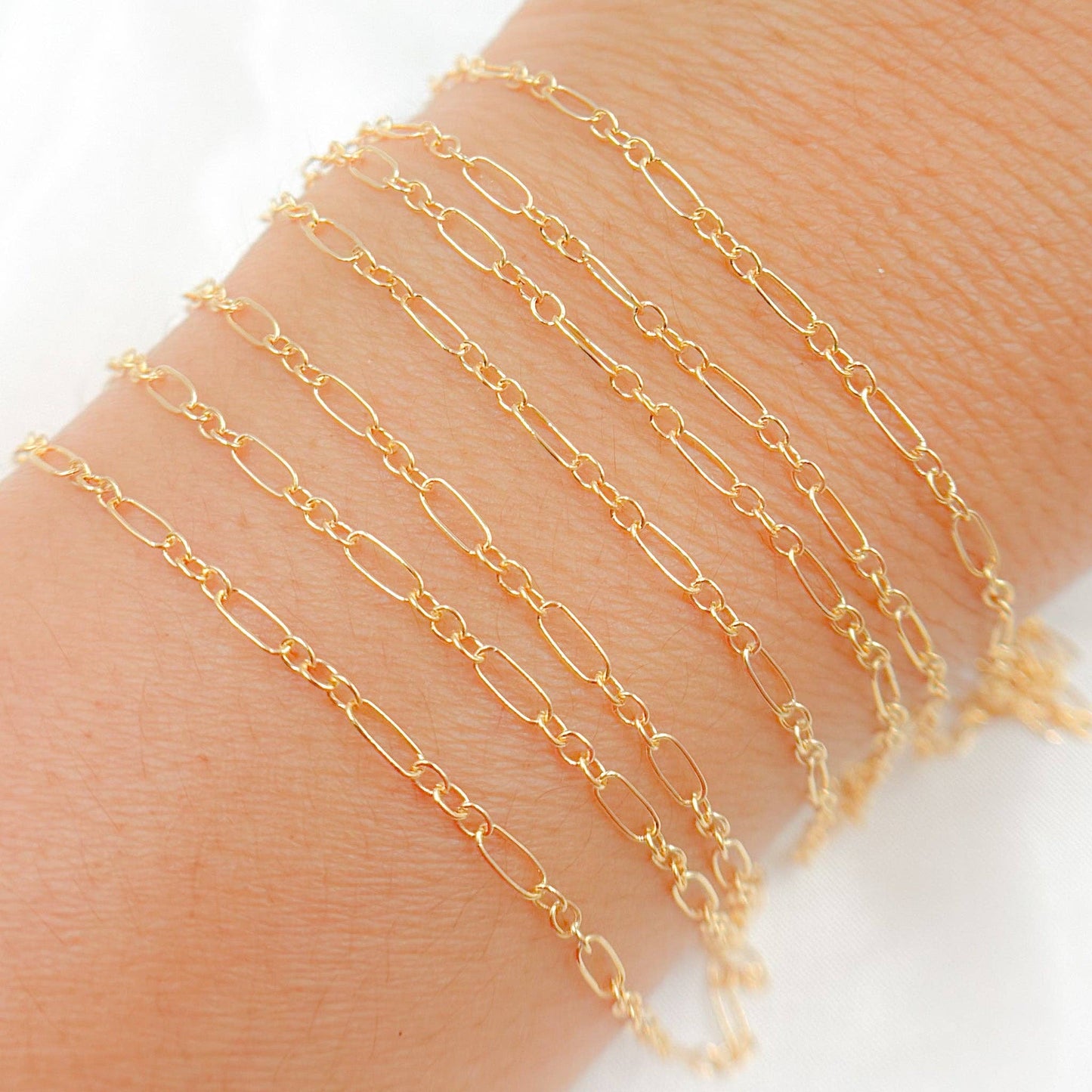 173GF. 14K Gold Filled Long & Short Link Chain: 1 Ft. / 2.1mm-3mm / Long & Short