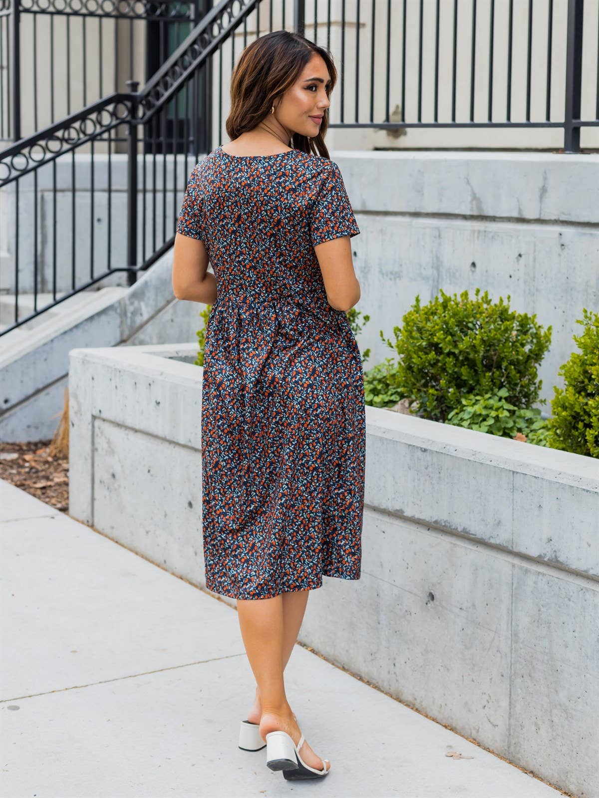 Pretty Petal Pocket Penelope Dress: Petal Clay / white / Medium