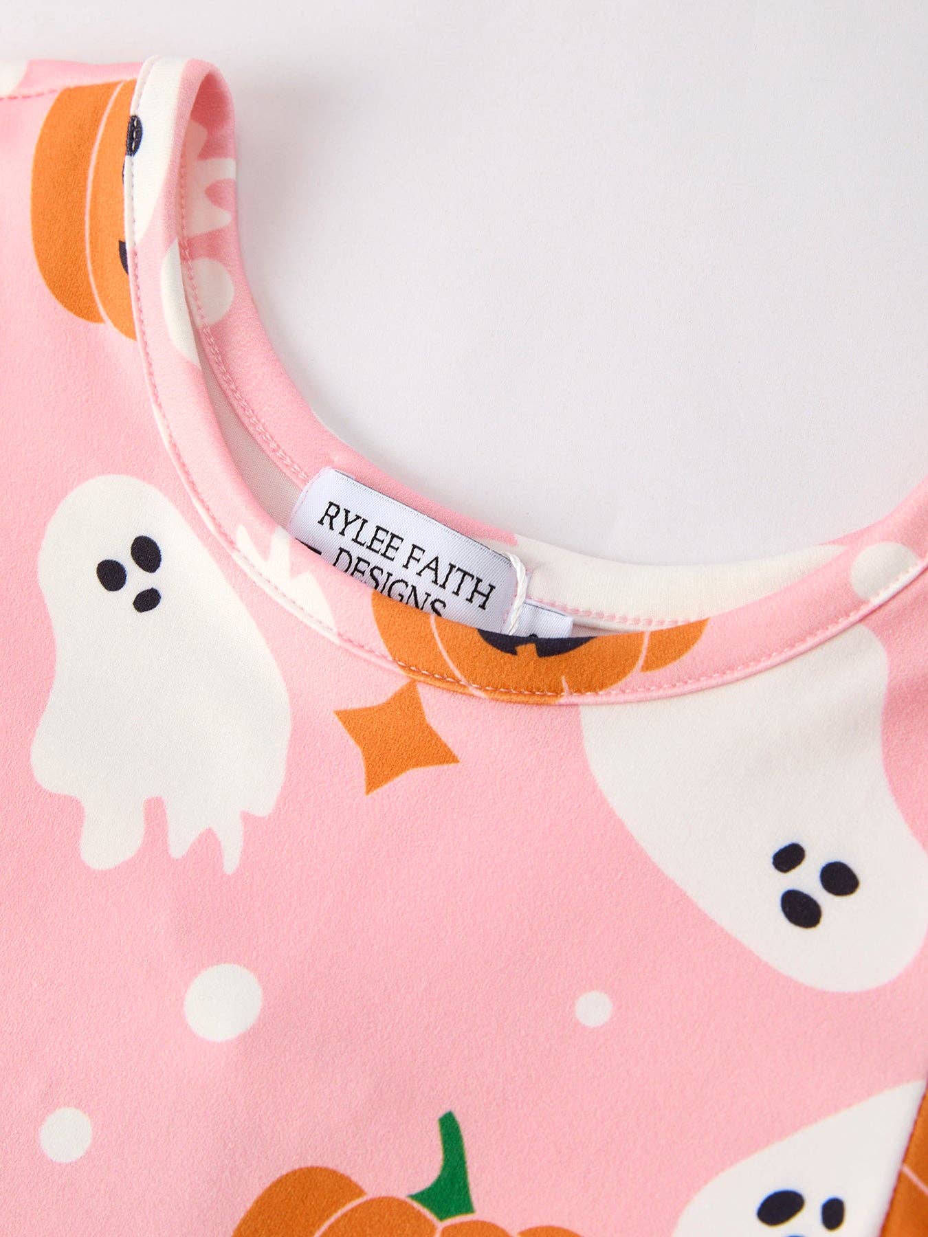 Halloween Ghost Pumpkin Print Short sleeve Dress: 4