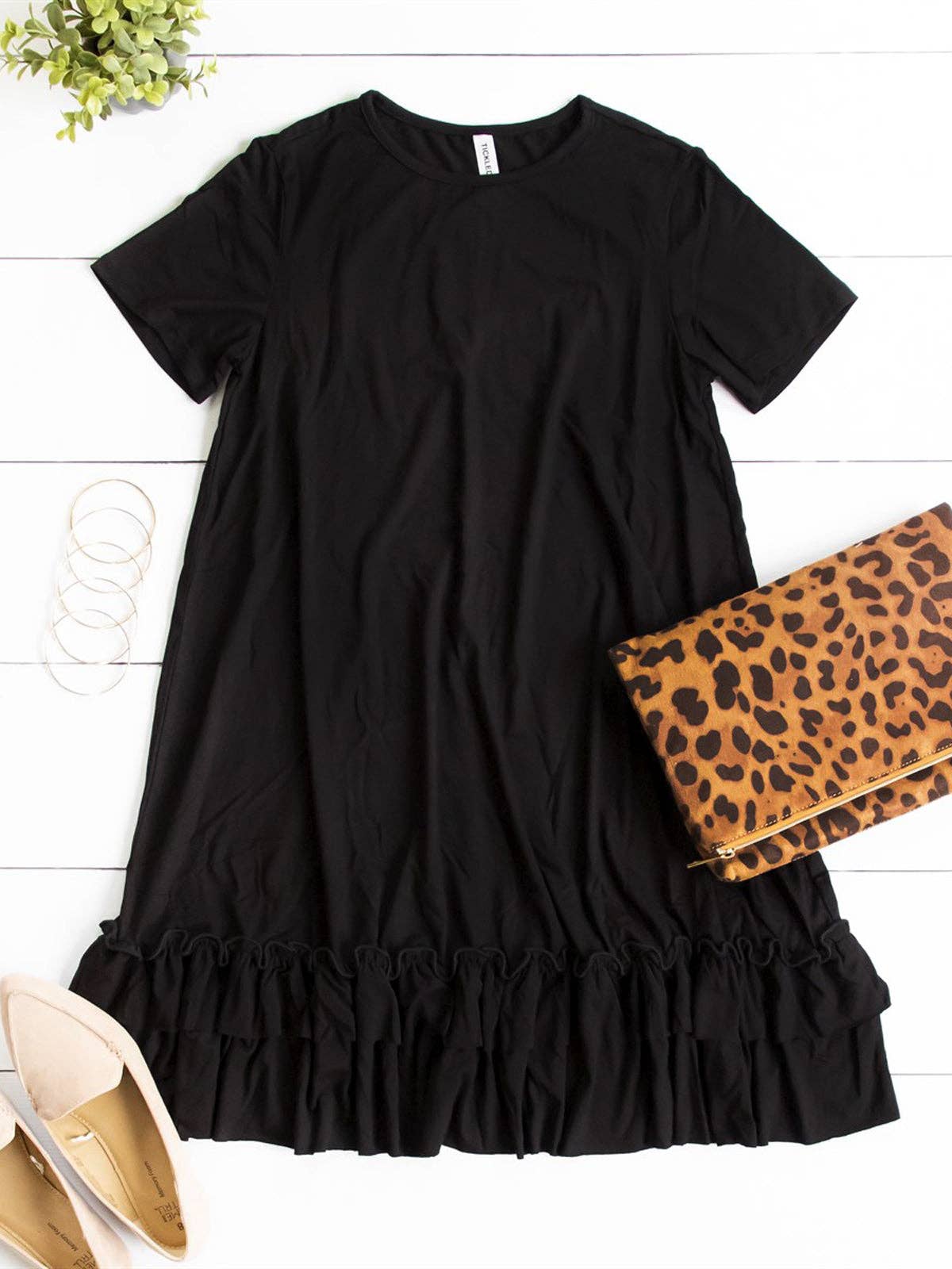 Jesse Ruffle Swing Dress: Charcoal Gray / X-Large