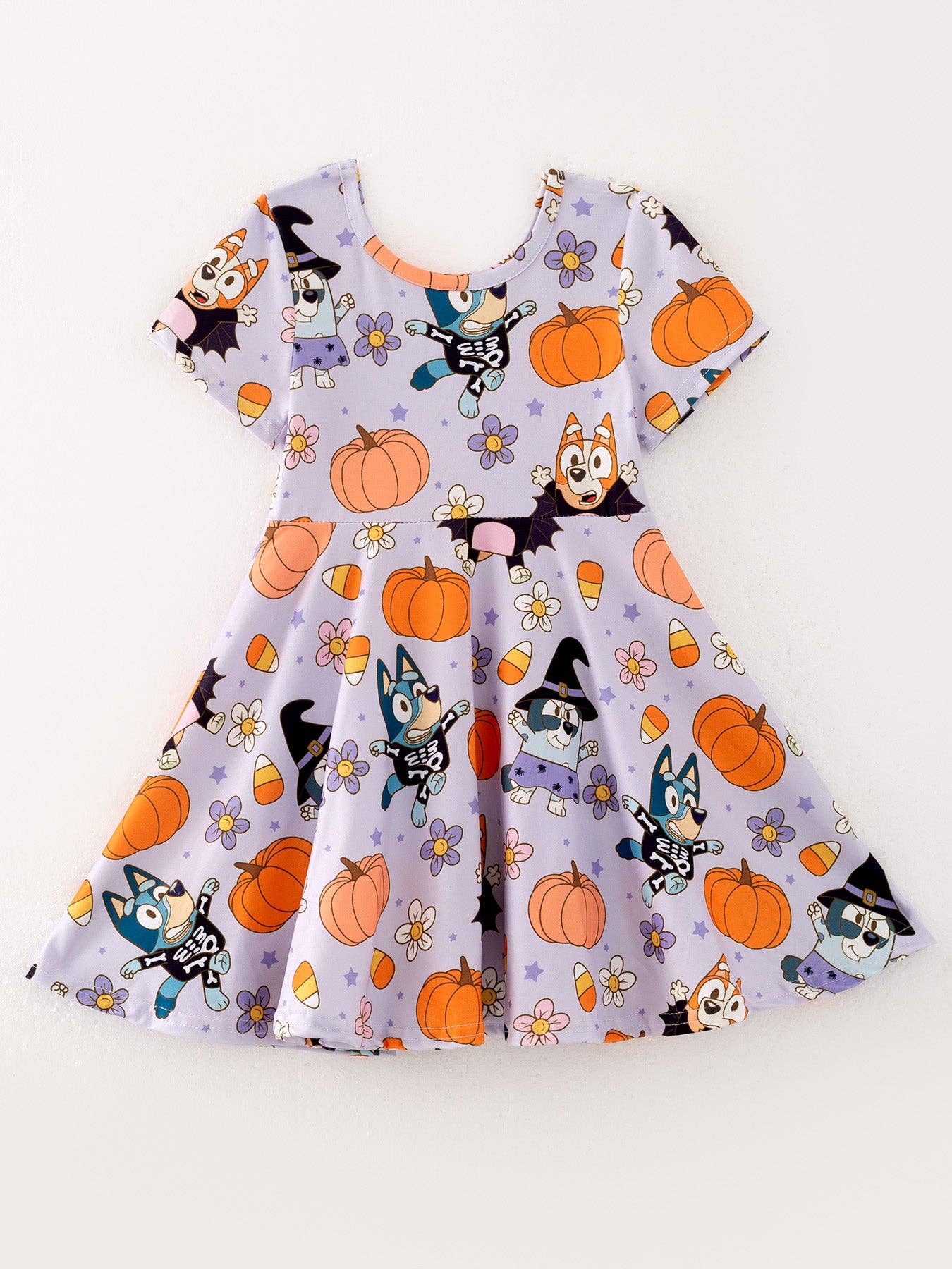 Halloween Cartoon Girls Pumpkin Print Milk Silk Dress: 6