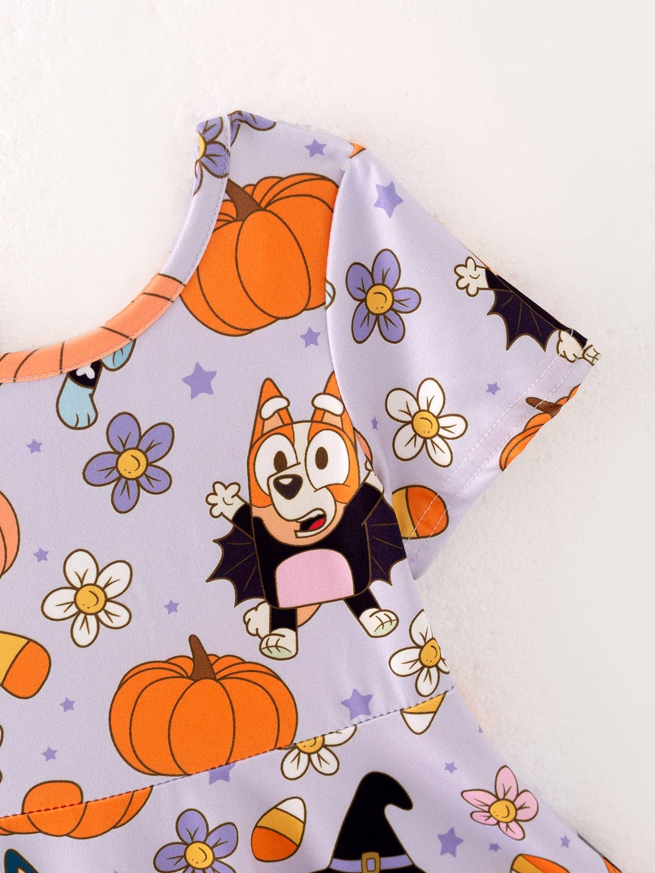Halloween Cartoon Girls Pumpkin Print Milk Silk Dress: 3