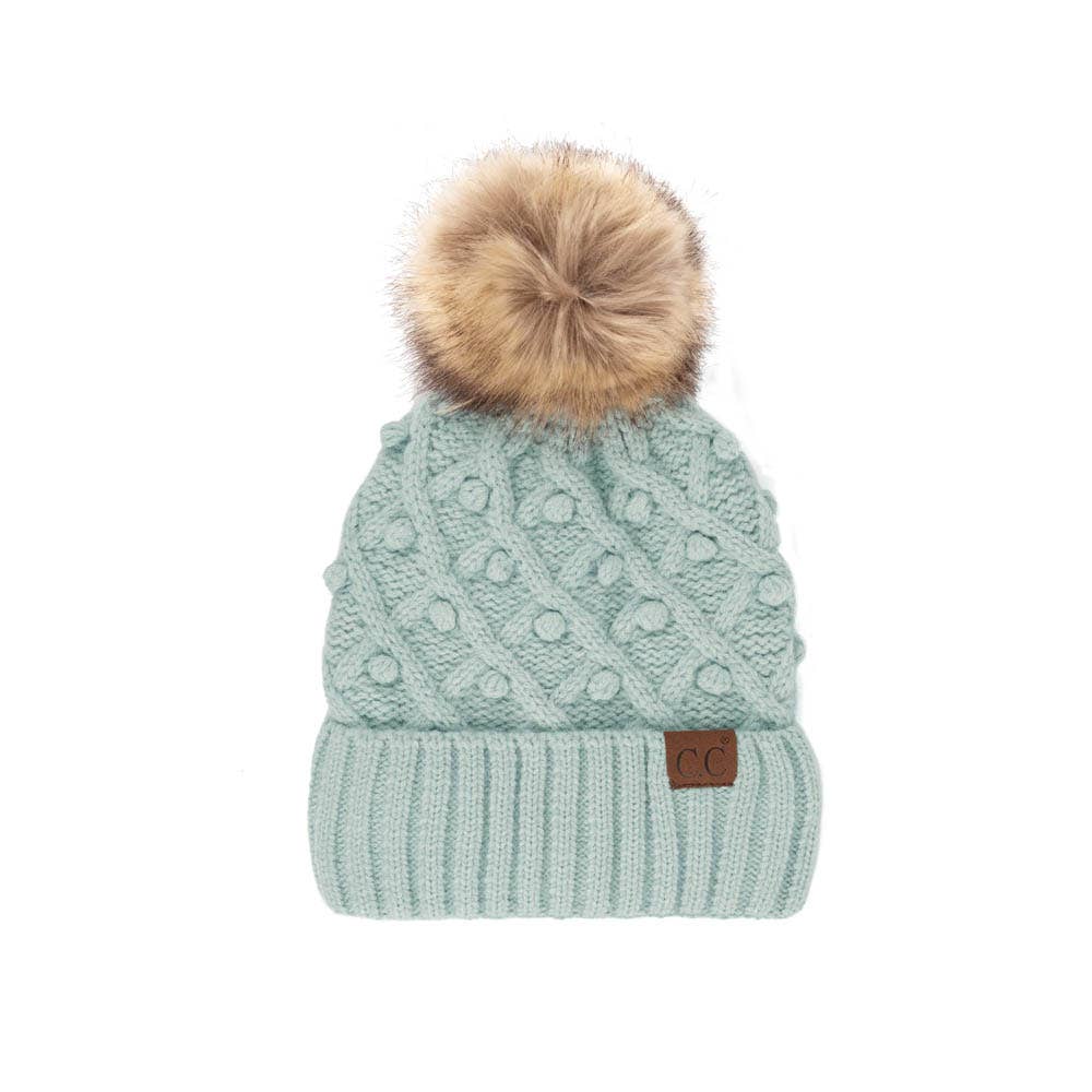 C.C Bobble Beanie Hat: Citygray