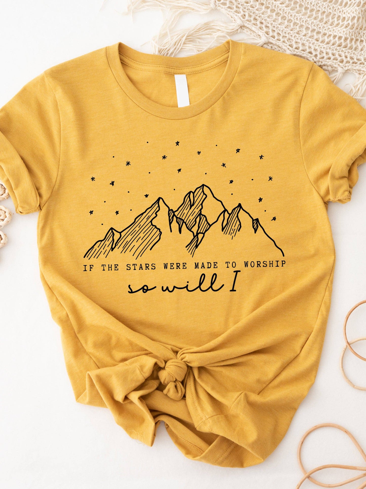Stars were made to worship so will I Graphic Tee: Slate / Large