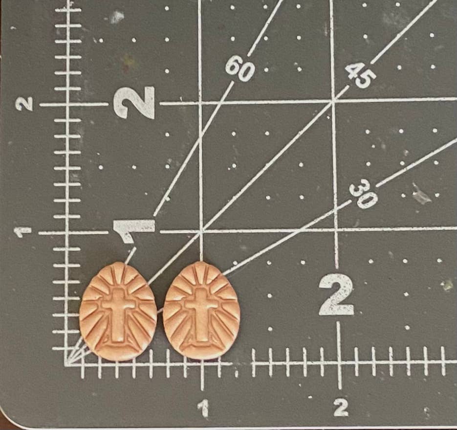 Cross Clay Studs: Pearl