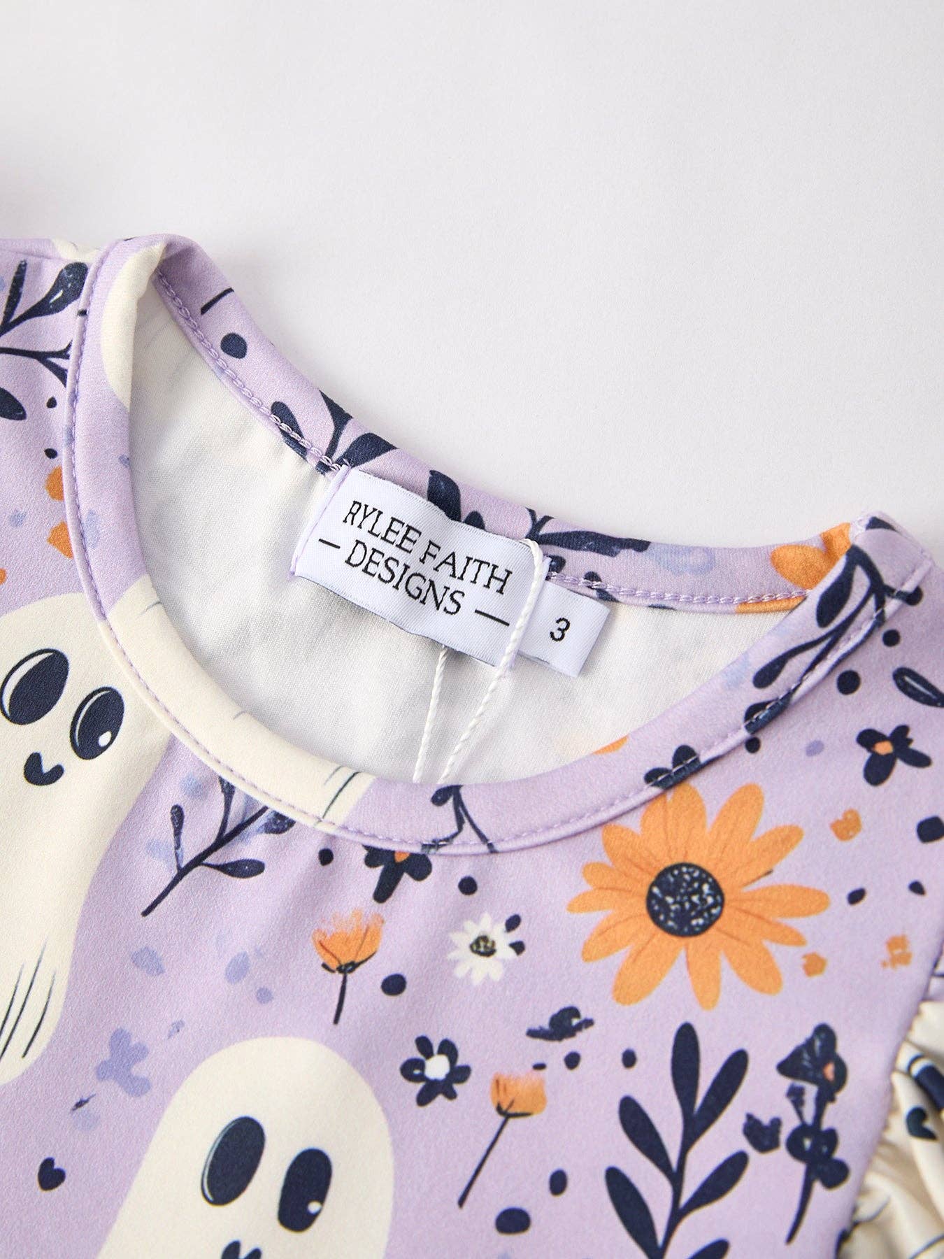 Halloween Purple Ghost Flying Sleeve Dress: 10/12