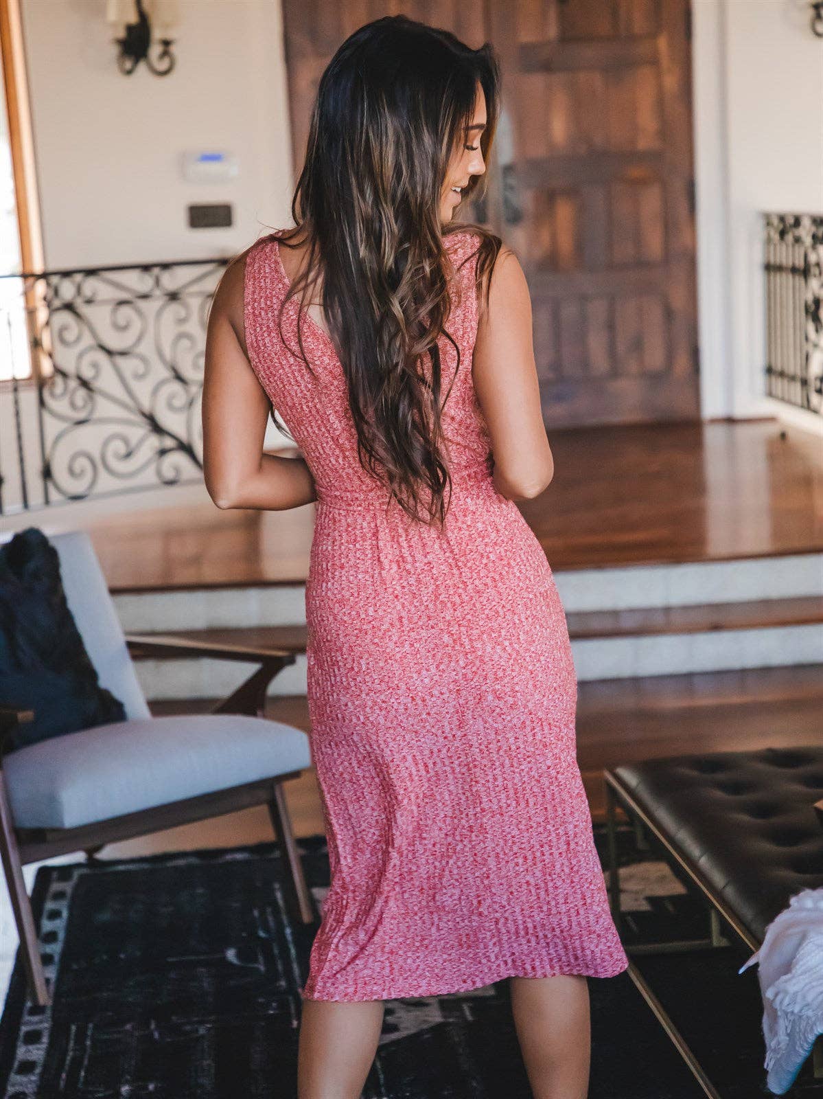 Knit Tie Waist Lennon Tank Dress: Orange / Medium