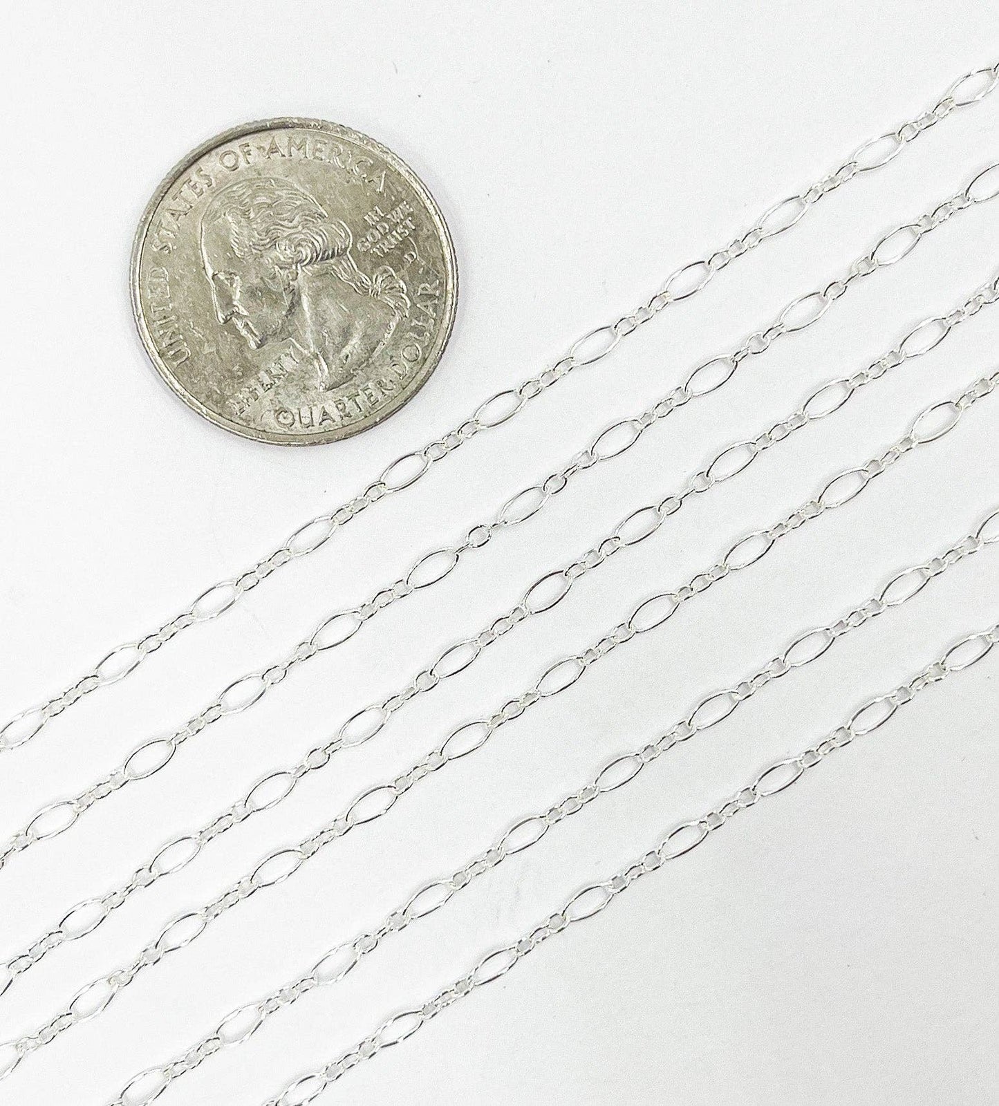 925 Silver Flat Oval & Round Link Chain. 716FSS
