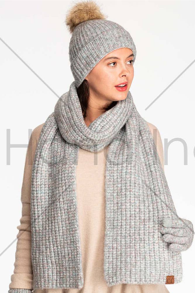 C.C Classic Rib Beanie with Faux Fur Pom Winter Hat: Aqua