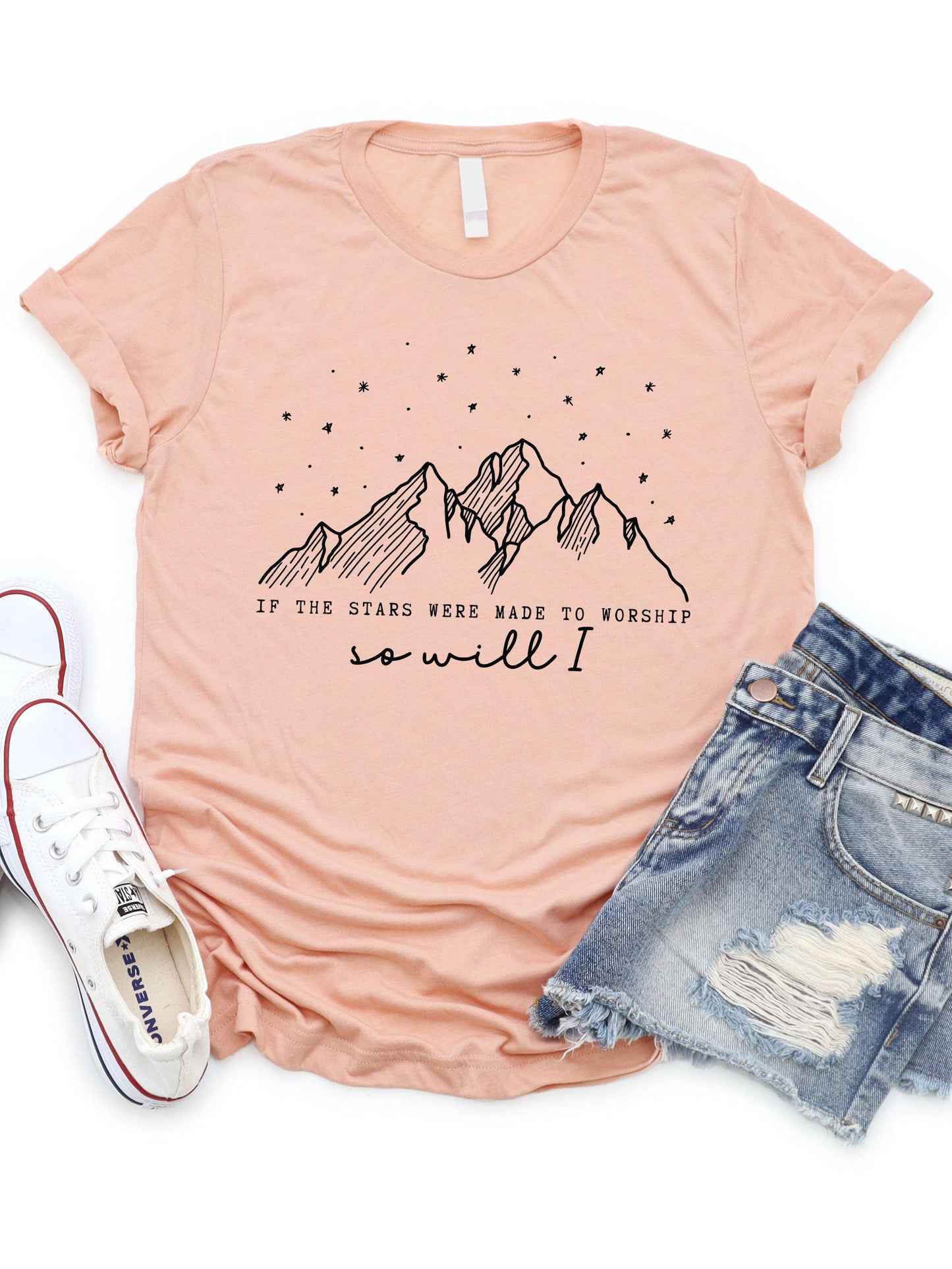 Stars were made to worship so will I Graphic Tee: Slate / Large