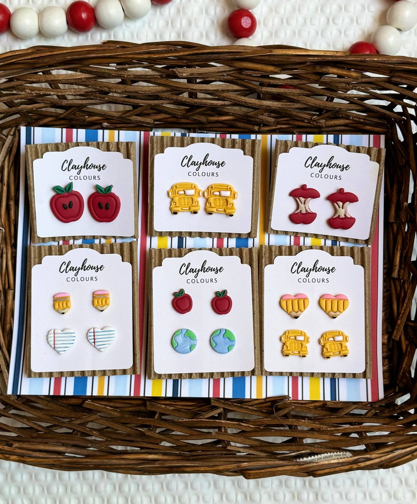 School Studs | Teacher Earrings: Pencils/Notebook Hearts