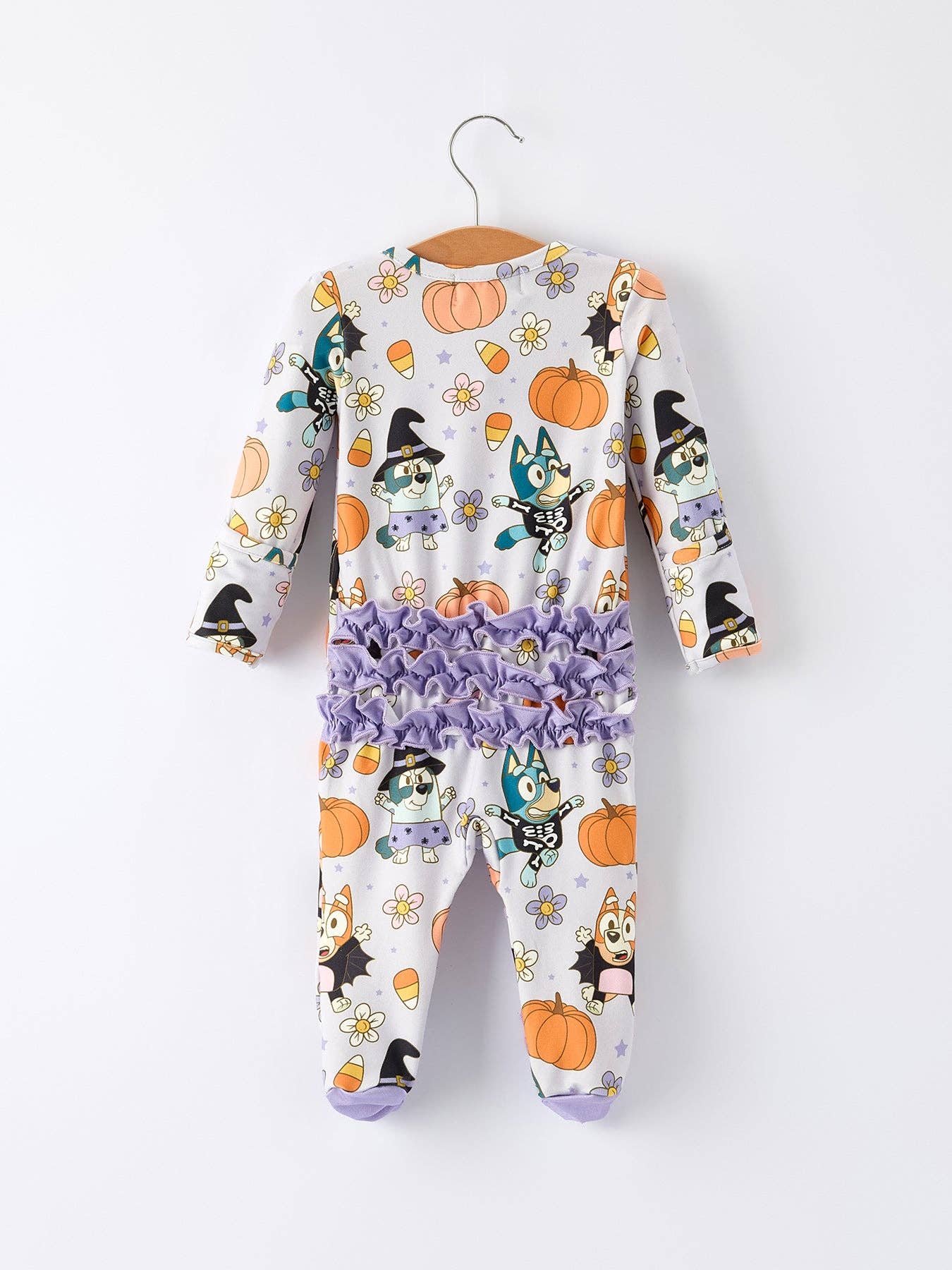 Halloween Pumpkin Character Print Girls' Romper: 3M