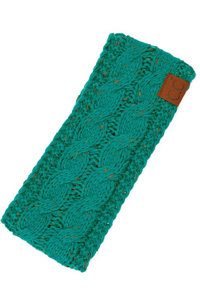 C.C Chunky Knit Confetti Sherpa Lined Headband: Dark Gray