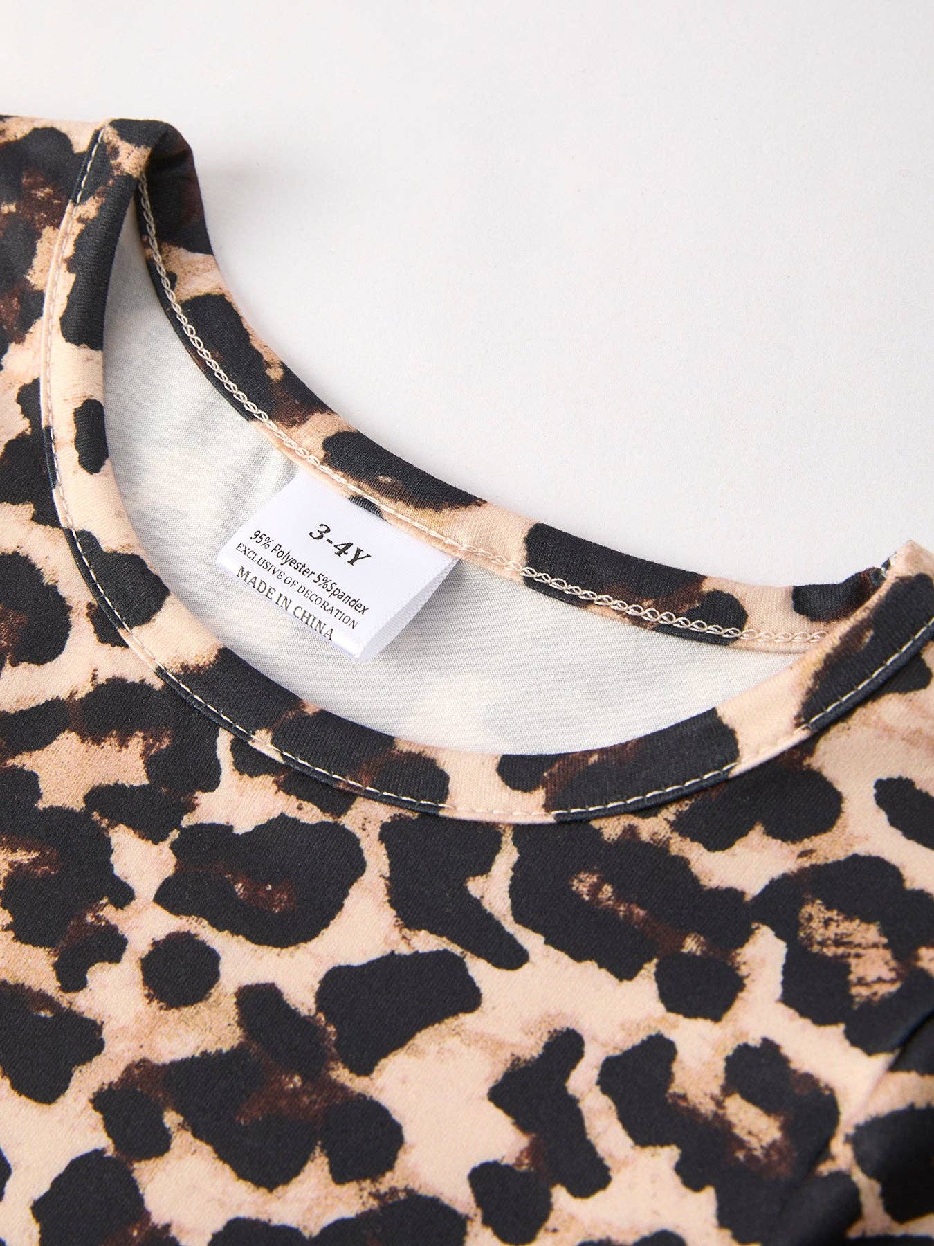 Pumpkin Leopard Print Autumn Girls Ruffle Two-Piece Dress: 1/2Y