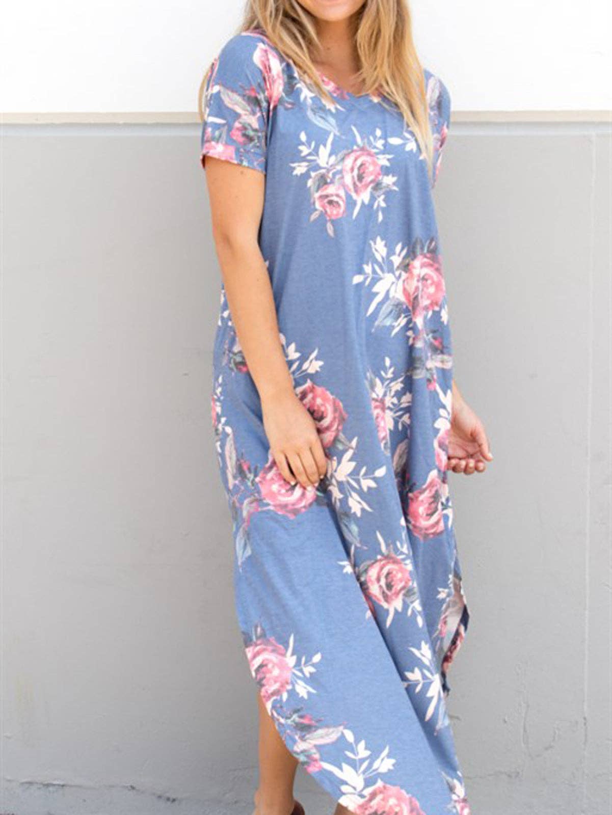 Vintage Floral Relaxed Maxi: Charcoal / Large
