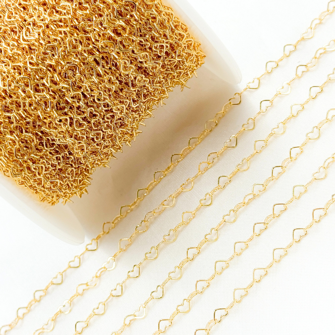 629FGF. 14K Gold Filled Heart Flat Link Chain