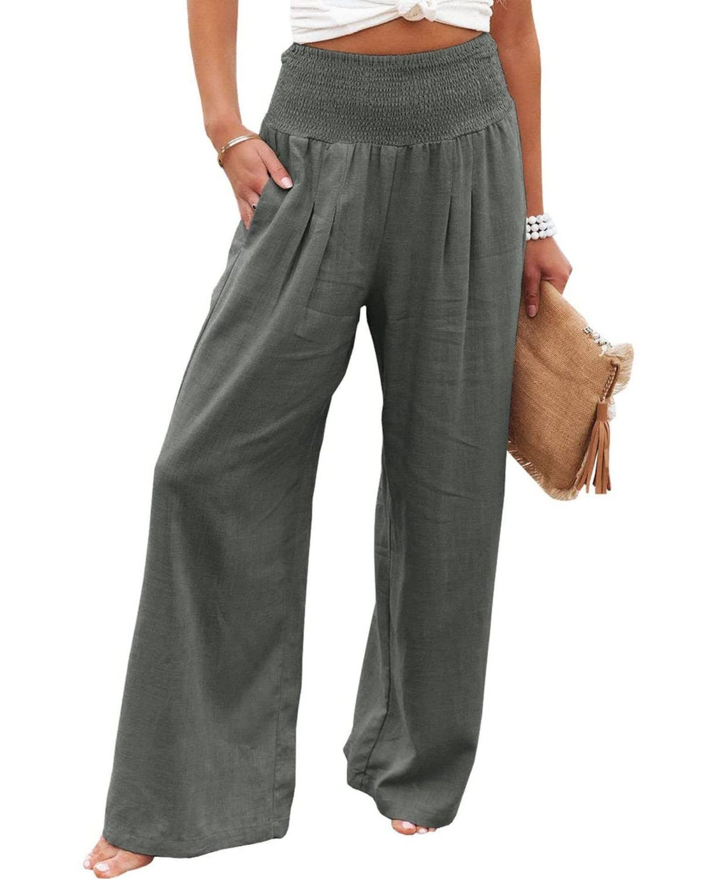 STYLE COTTON SLACKS MADE OF OLD MID-RISE SLACKS: BEIGE / (M) 1