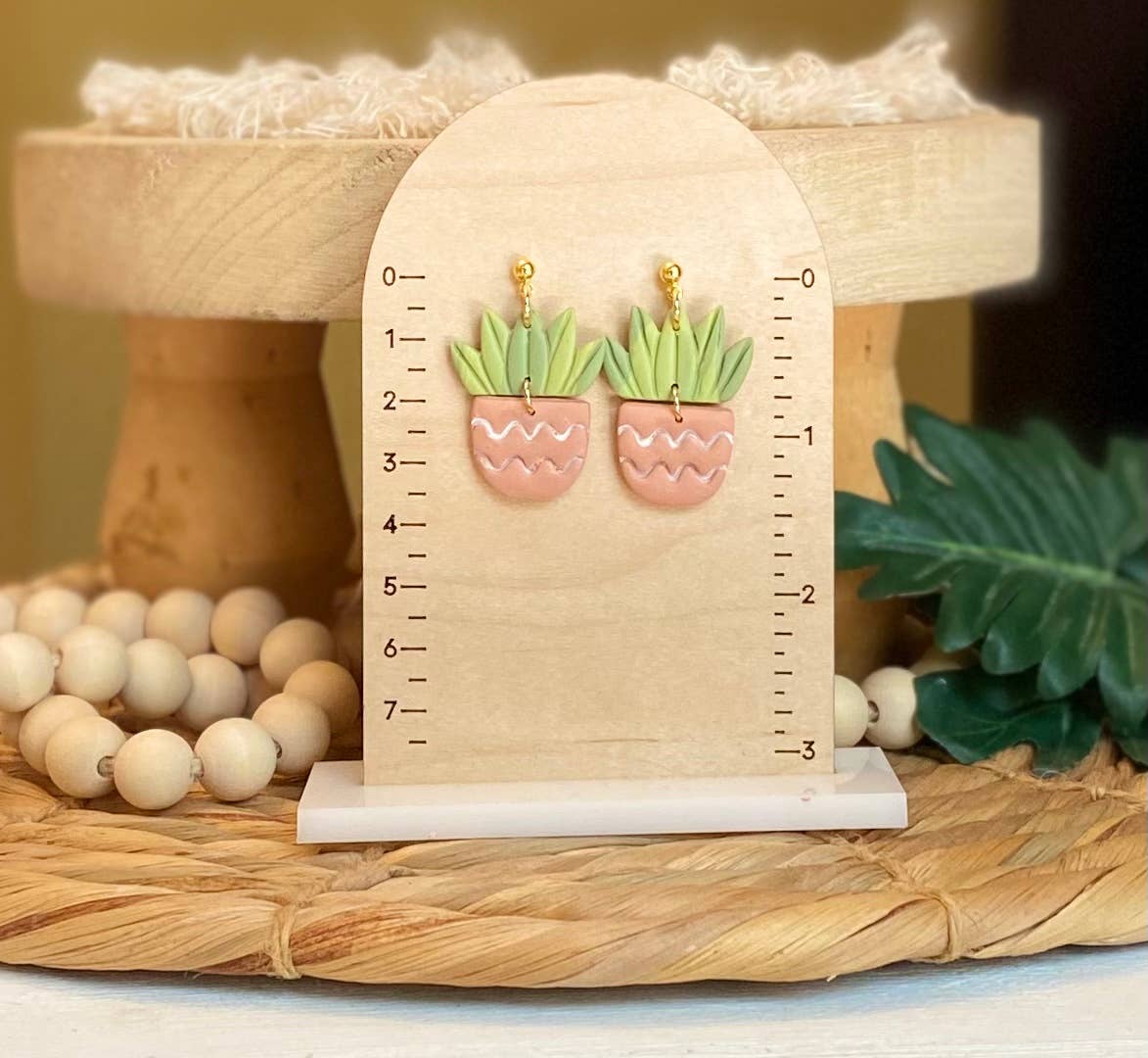 Pots ‘n Plants Clay Earrings: Saguaro Plant