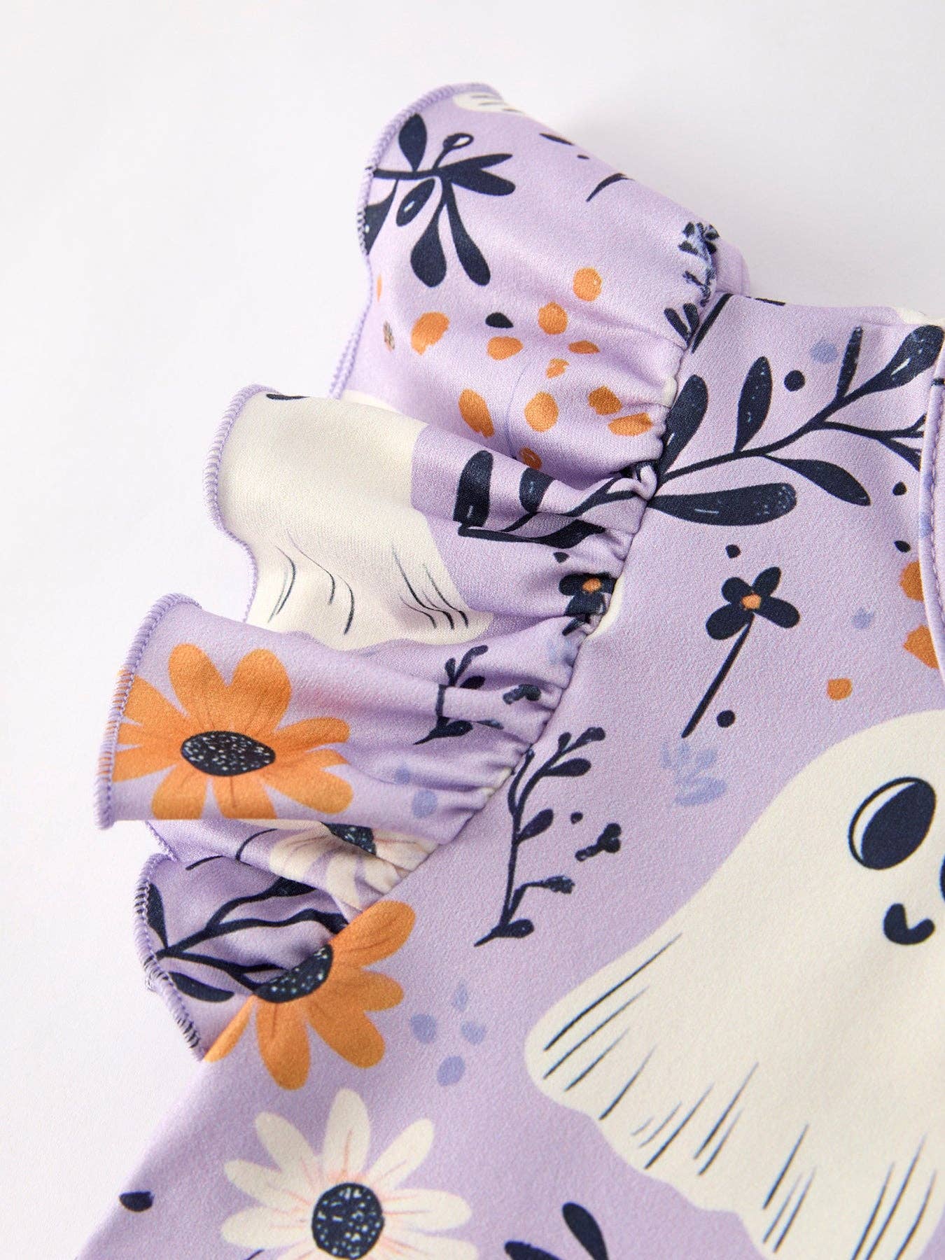 Halloween Purple Ghost Flying Sleeve Dress: 8/9