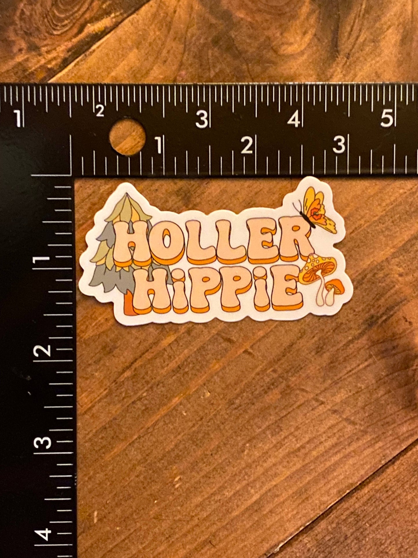 Holler Hippie Sticker- 3”, weatherproof, dishwasher safe