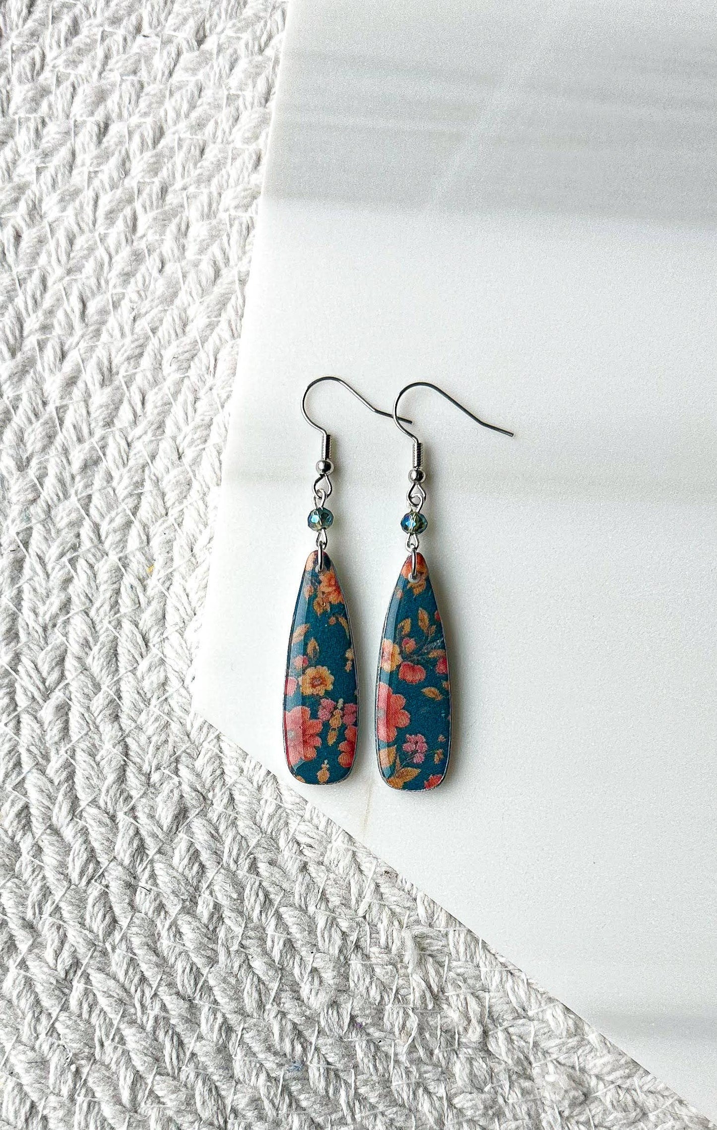 Polymer Clay Earrings - Vintage Floral: Stainless Steel