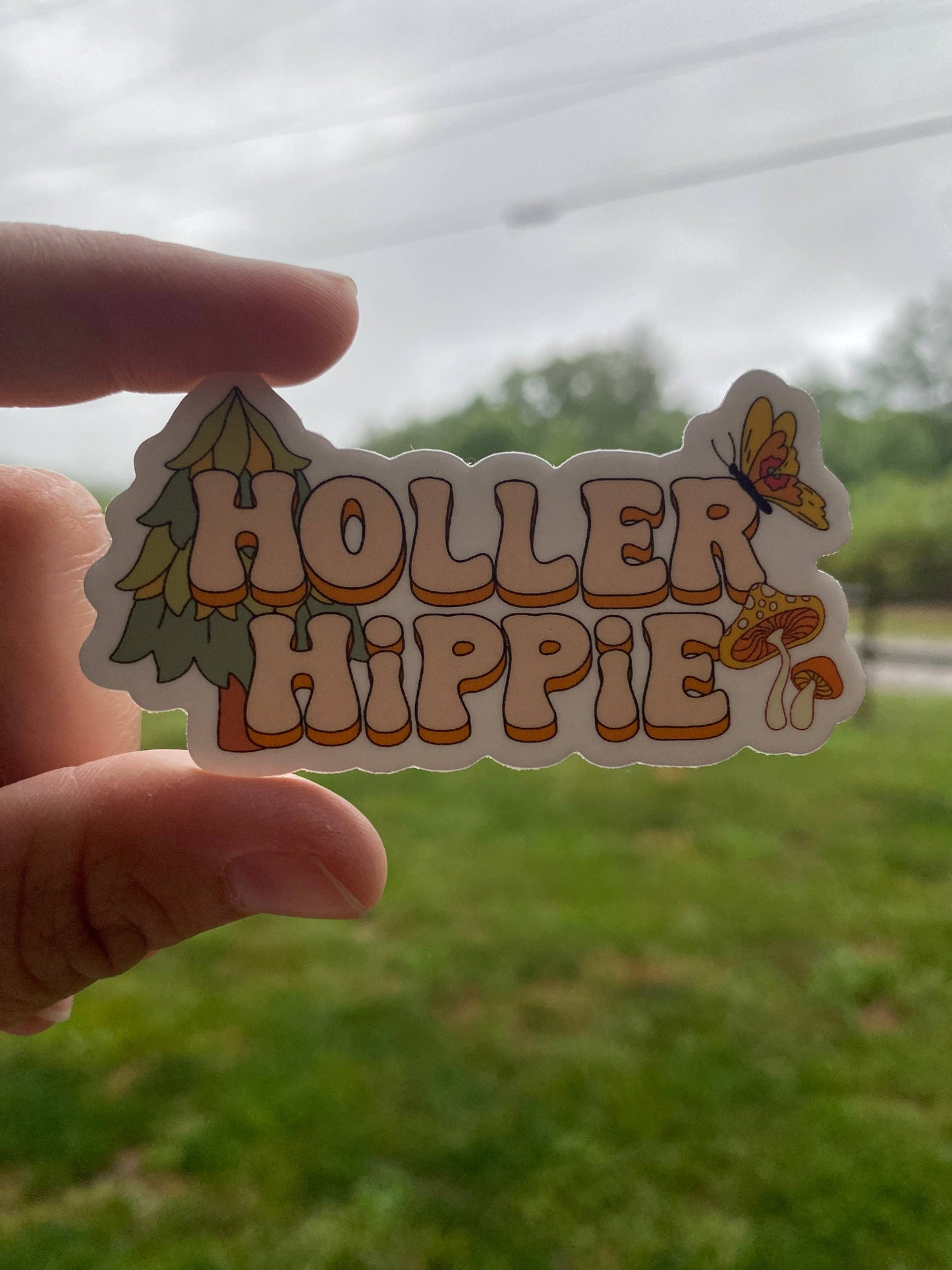 Holler Hippie Sticker- 3”, weatherproof, dishwasher safe