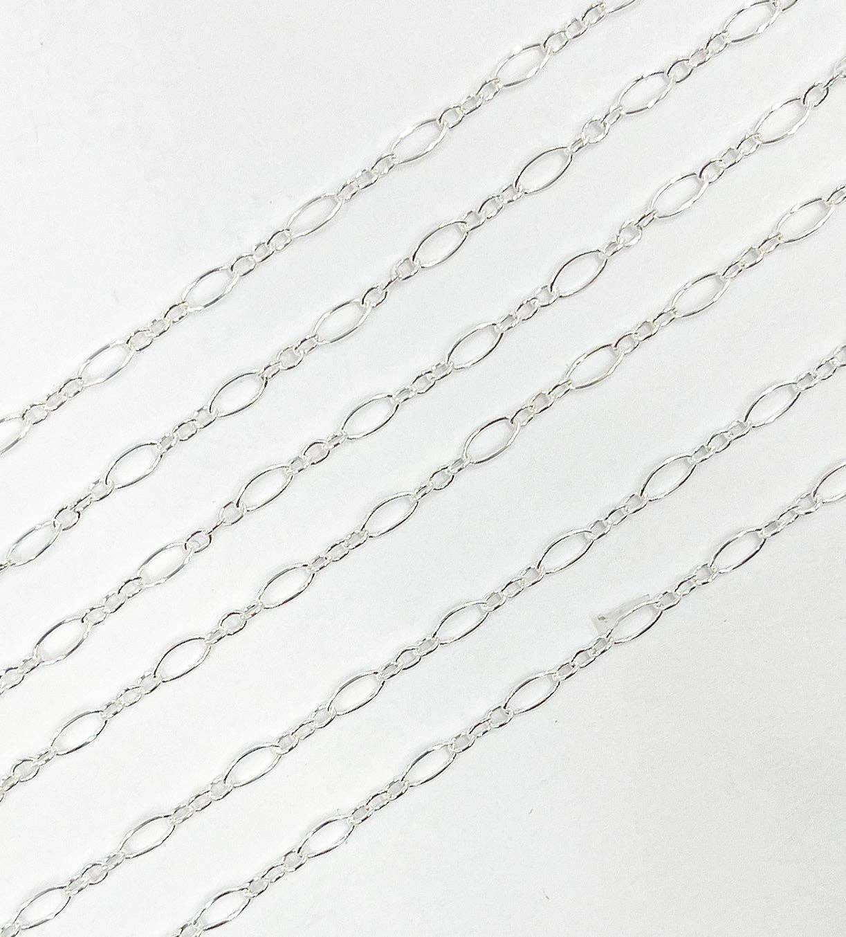 925 Silver Flat Oval & Round Link Chain. 716FSS