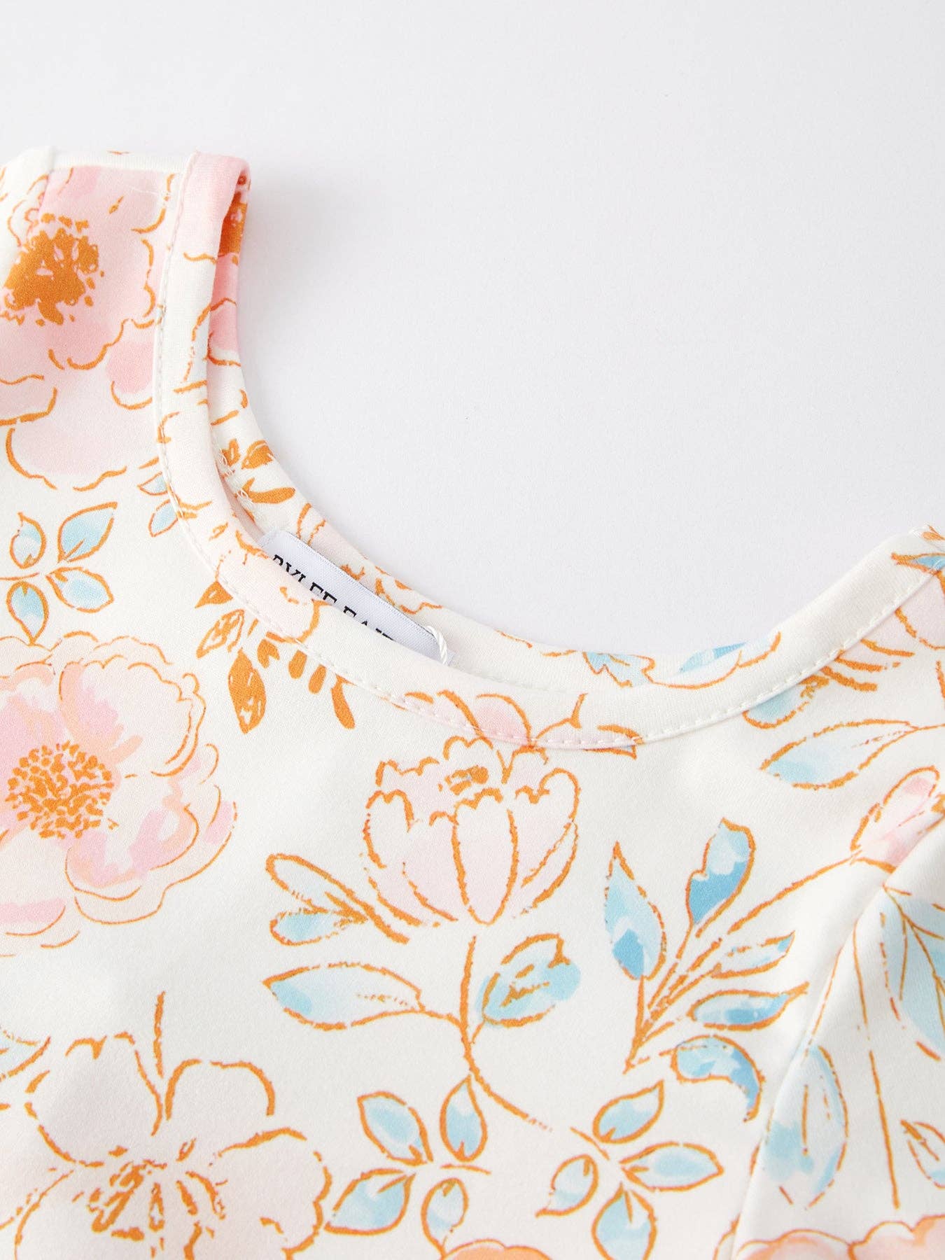 Spring and Summer Floral Print Milk Silk Girls Dress: 2