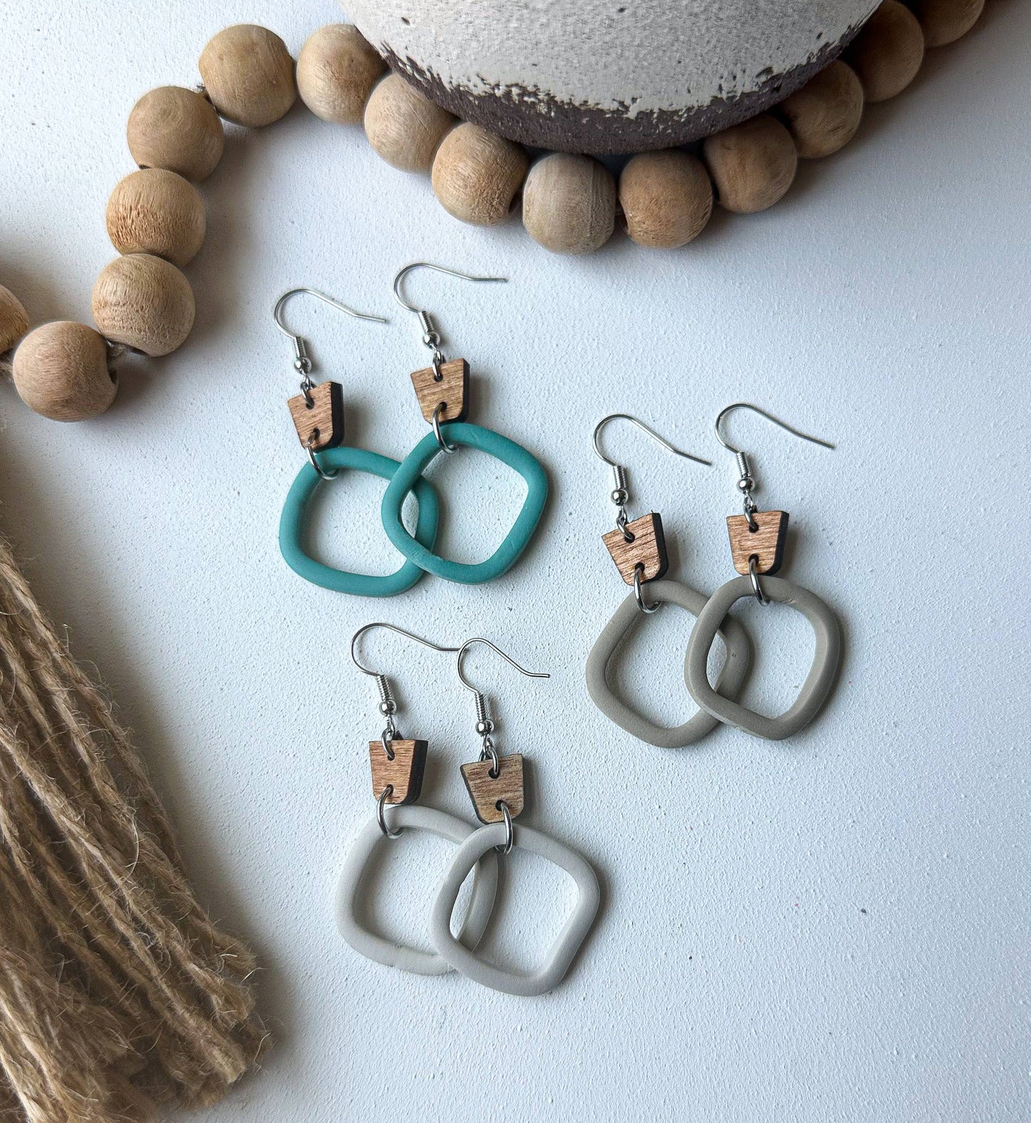 Polymer Clay Earrings : Cream