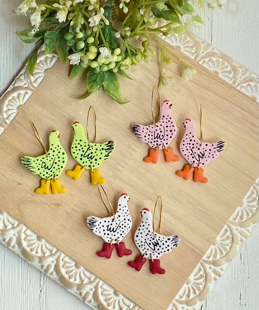 Chicken with Boots Hoops: White/Red Boots
