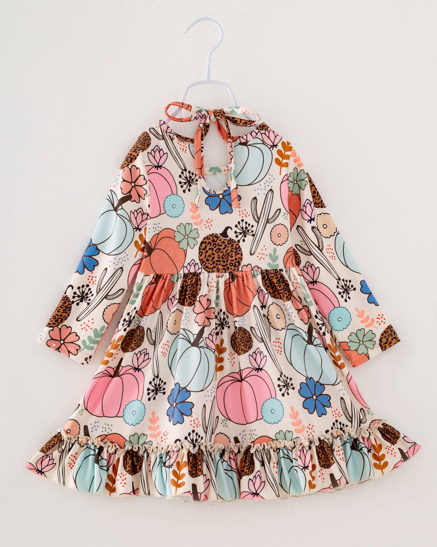 Fall 2024 Pumpkin Ruffle Girl Twirl Dress Kids Clothes: 3Y