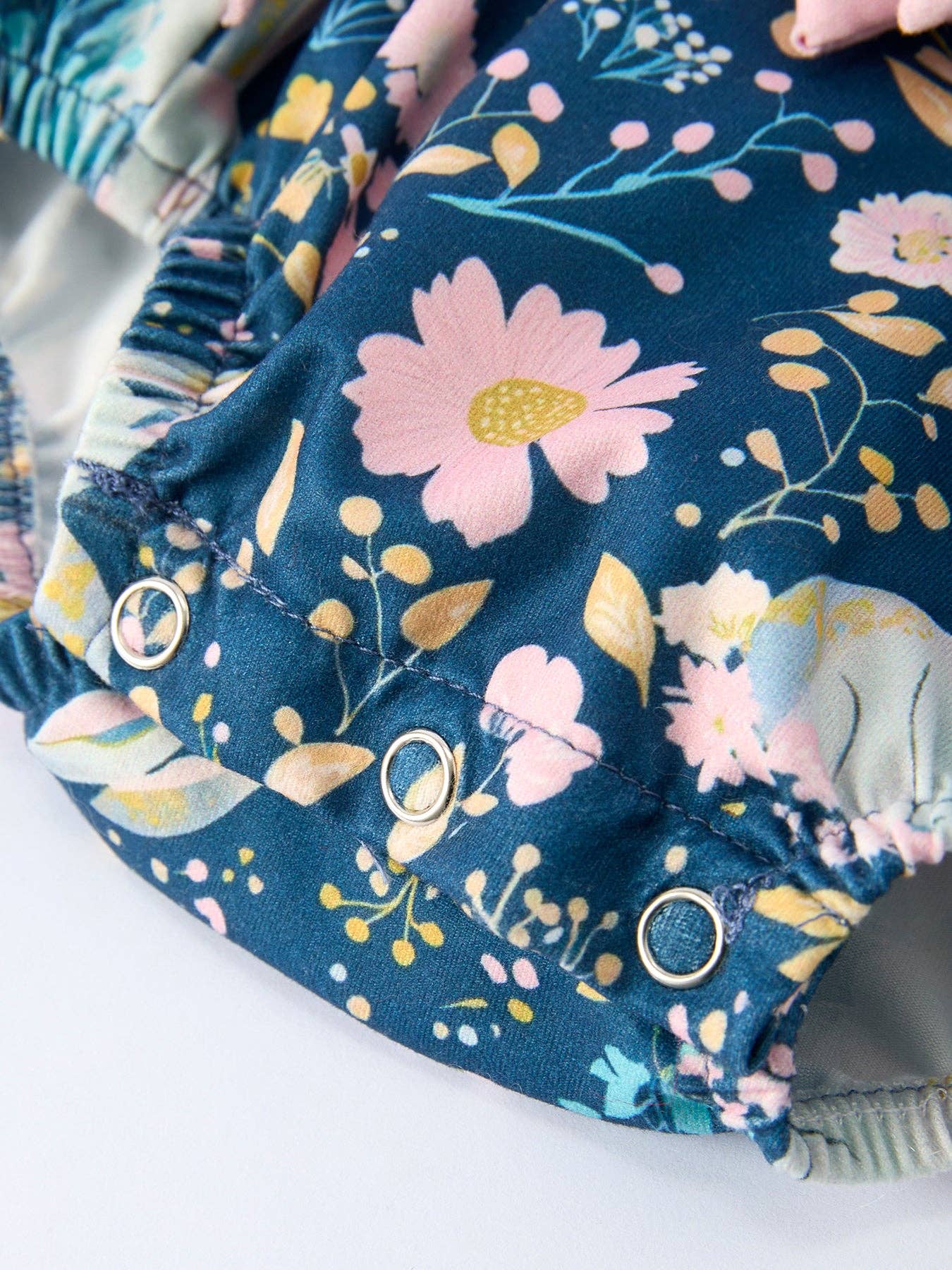 Teal Easter Bunny Garden Ruffle Sleeve Baby Girls Romper: 3M
