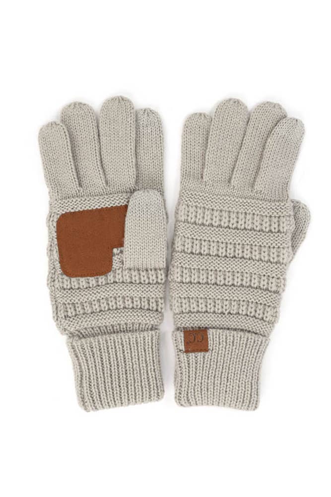 C.C Knitted Touch Screen Compatible Gloves: Dark Melange Gray