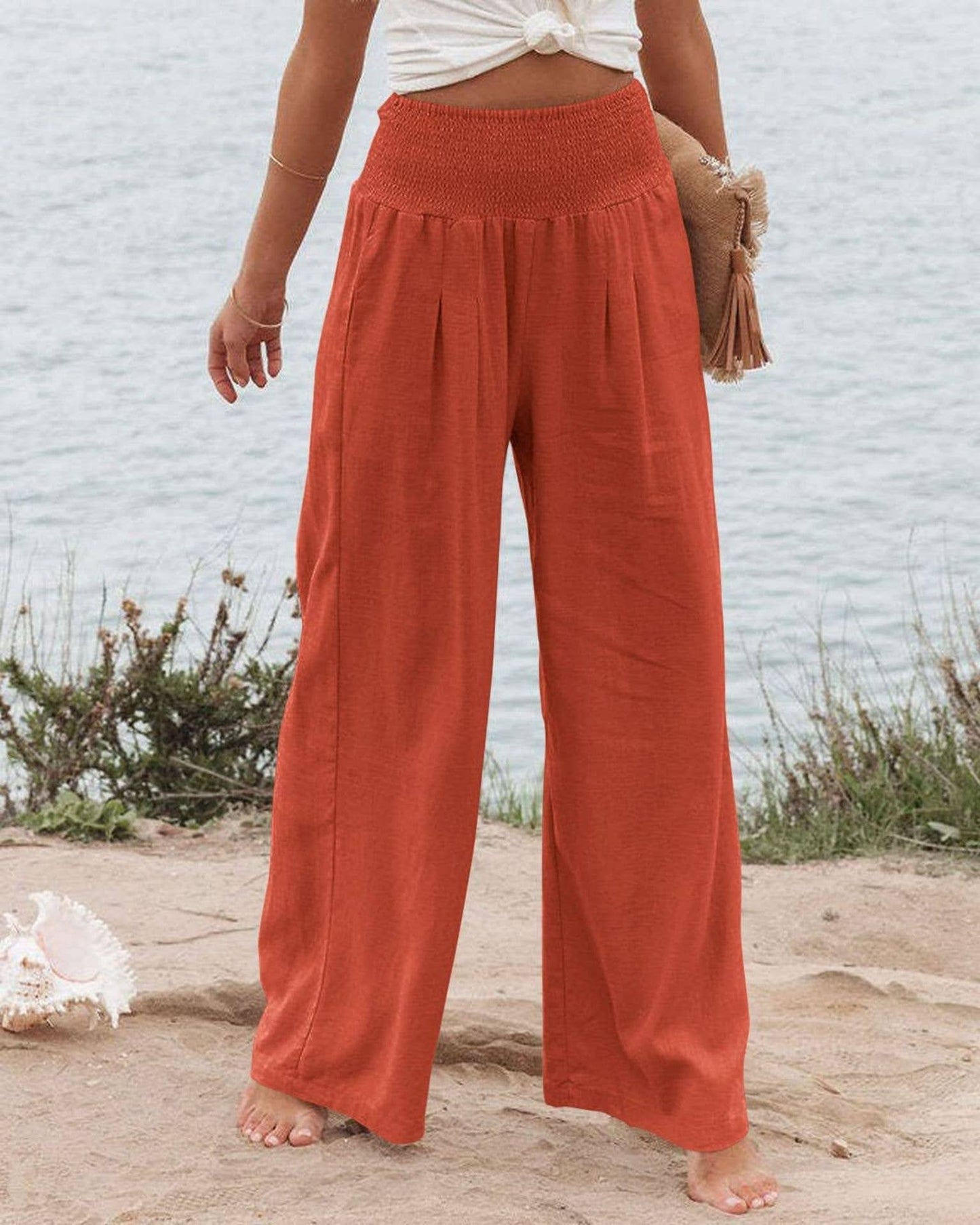 STYLE COTTON SLACKS MADE OF OLD MID-RISE SLACKS: BEIGE / (L) 1