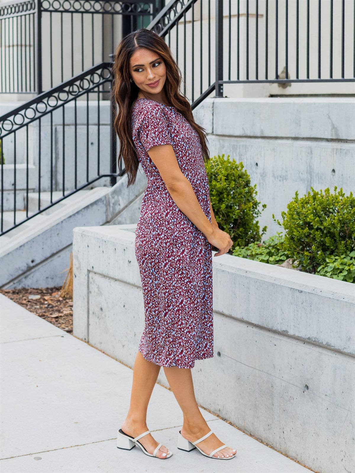 Pretty Petal Pocket Penelope Dress: Petal Clay / white / Medium