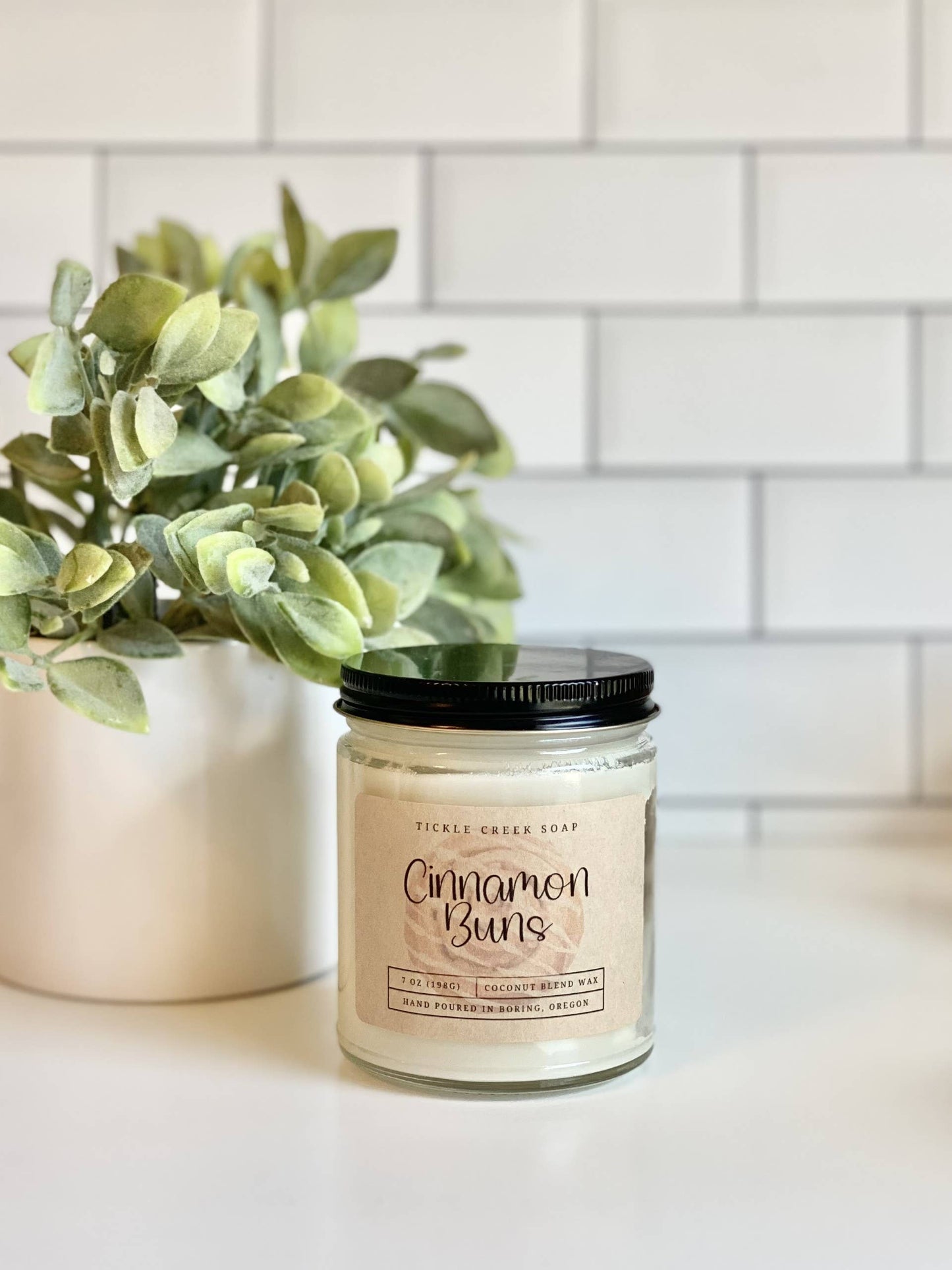 Cinnamon Buns 7 oz Clear Glass Jar Coco Apricot Candle