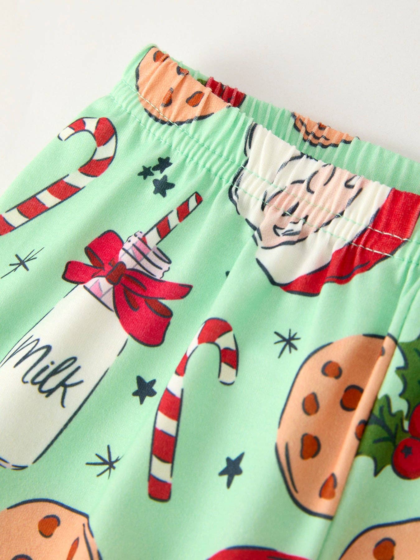Christmas Santa and Cookie Print Girls Pajamas with Red Ruffle: 4