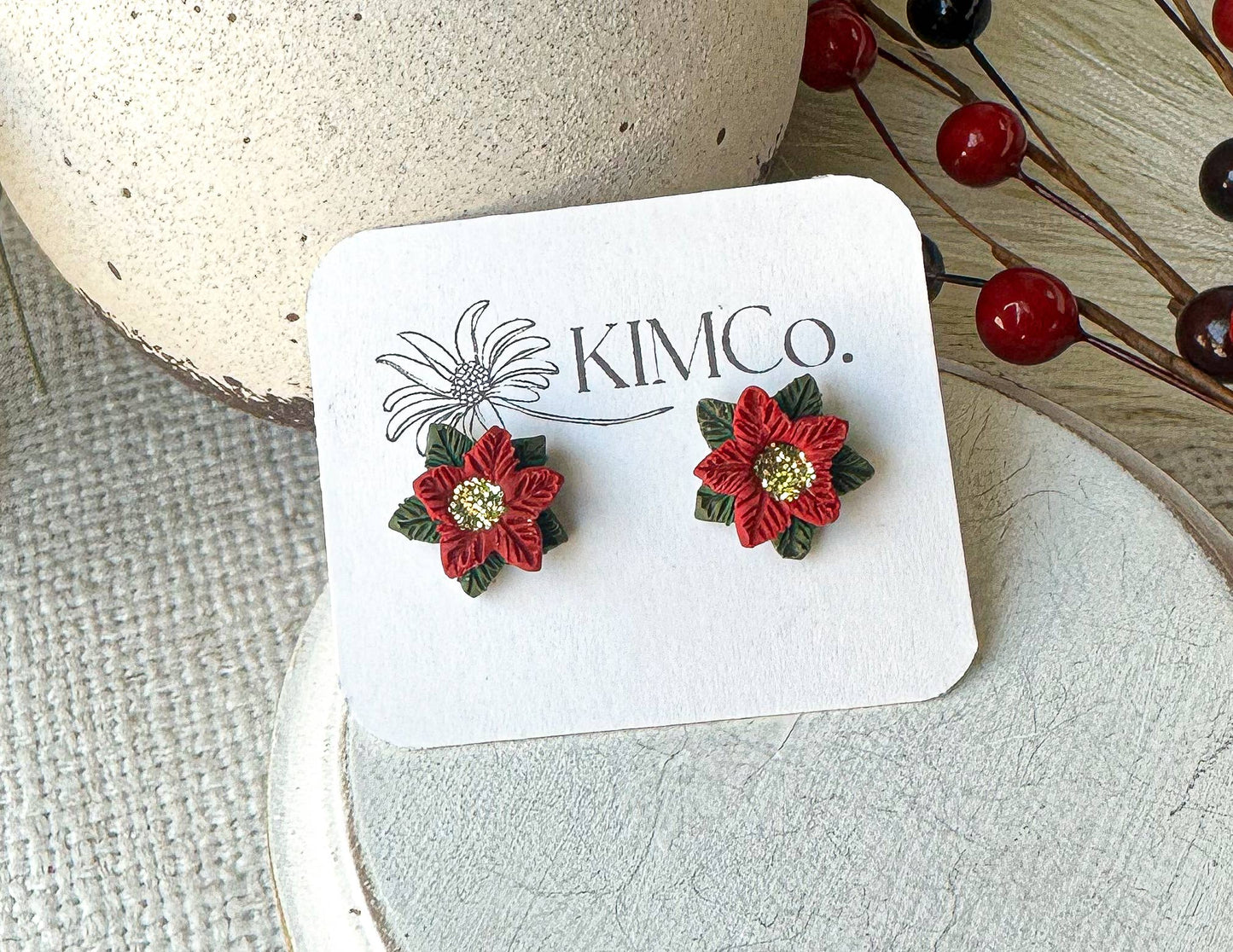 Poinsettia Stud Earrings