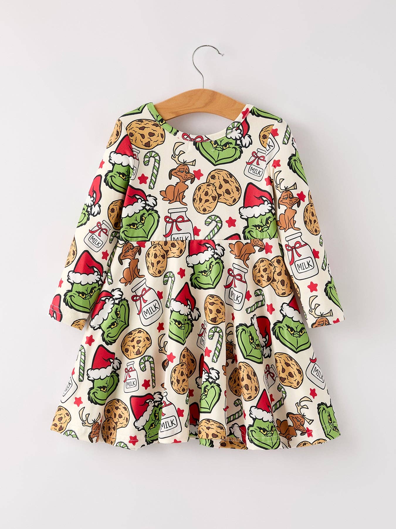Winter Christmas Character Cookie Print Girls Dress: 6