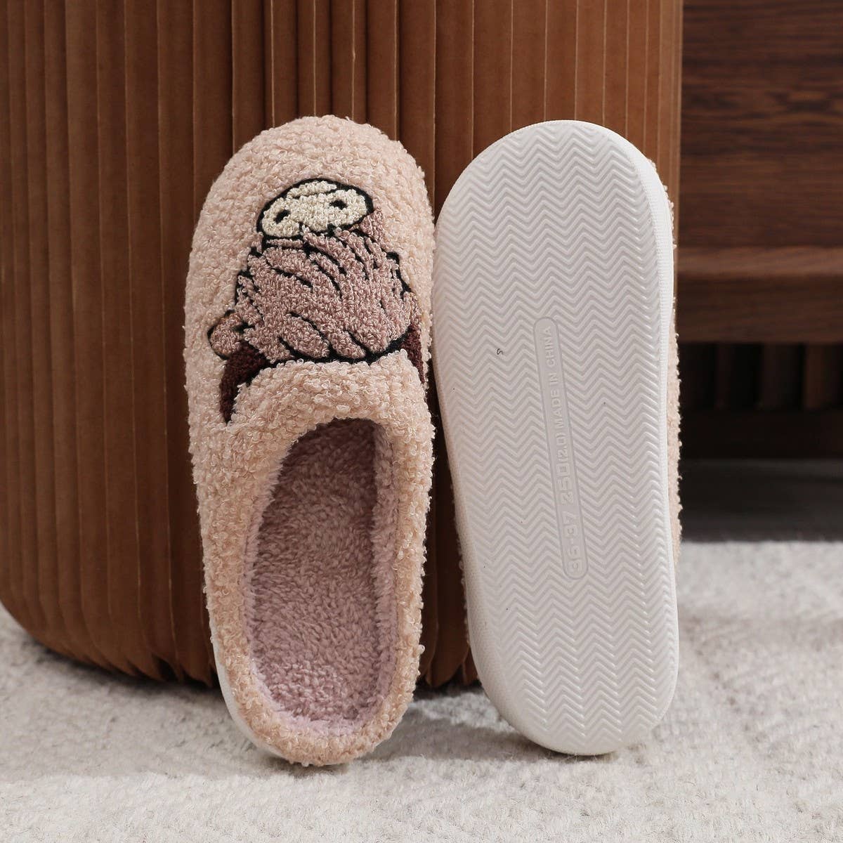CHRISTMAS HOT-SELLING ANIMAL PRINT COTTON SLIPPERS_CWSHS0870: Brown / (6) 1