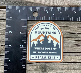 I lift up my eyes to the mountains Psalm sticker, Psalm 121: